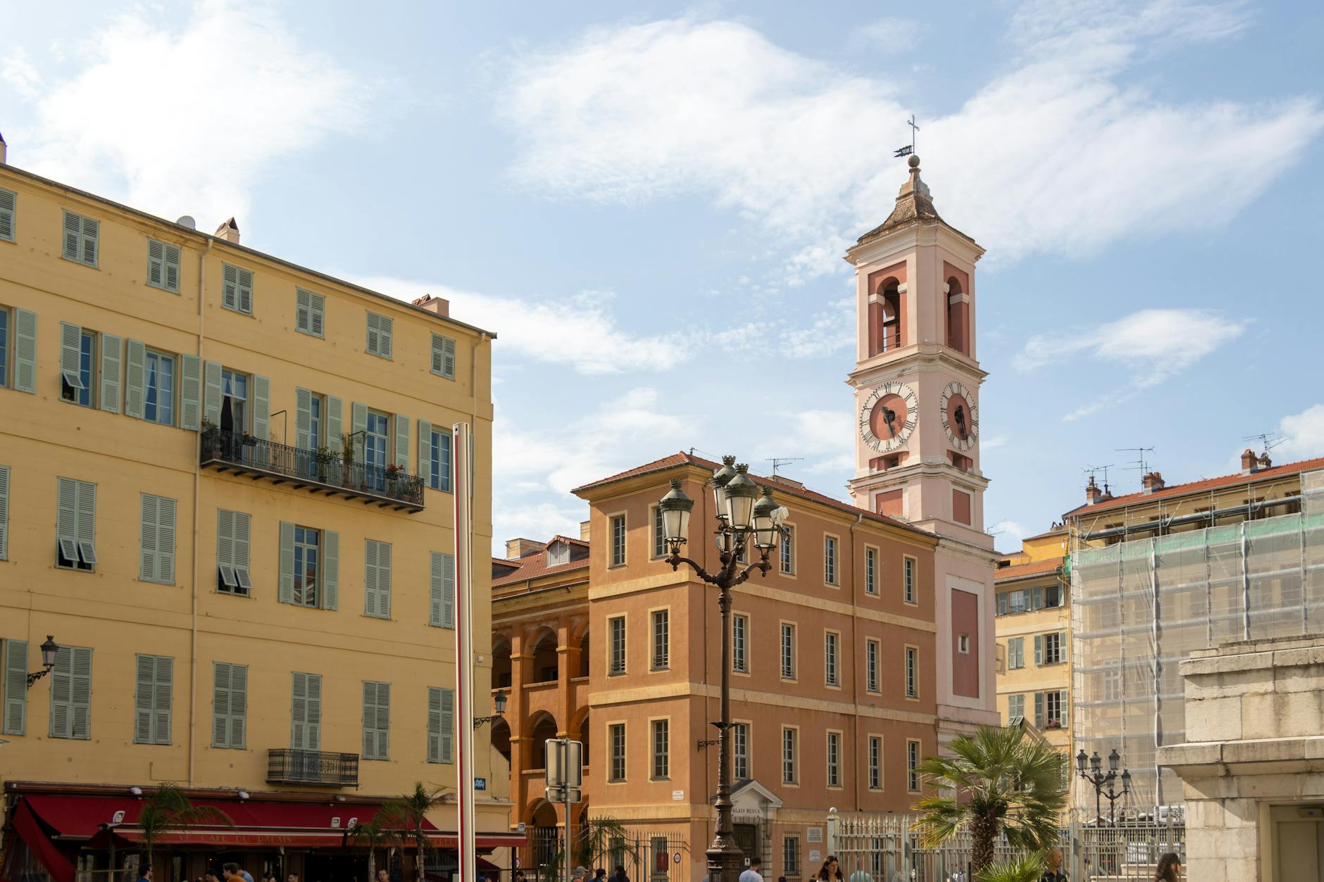 Historic clock tower and architecture in Nice