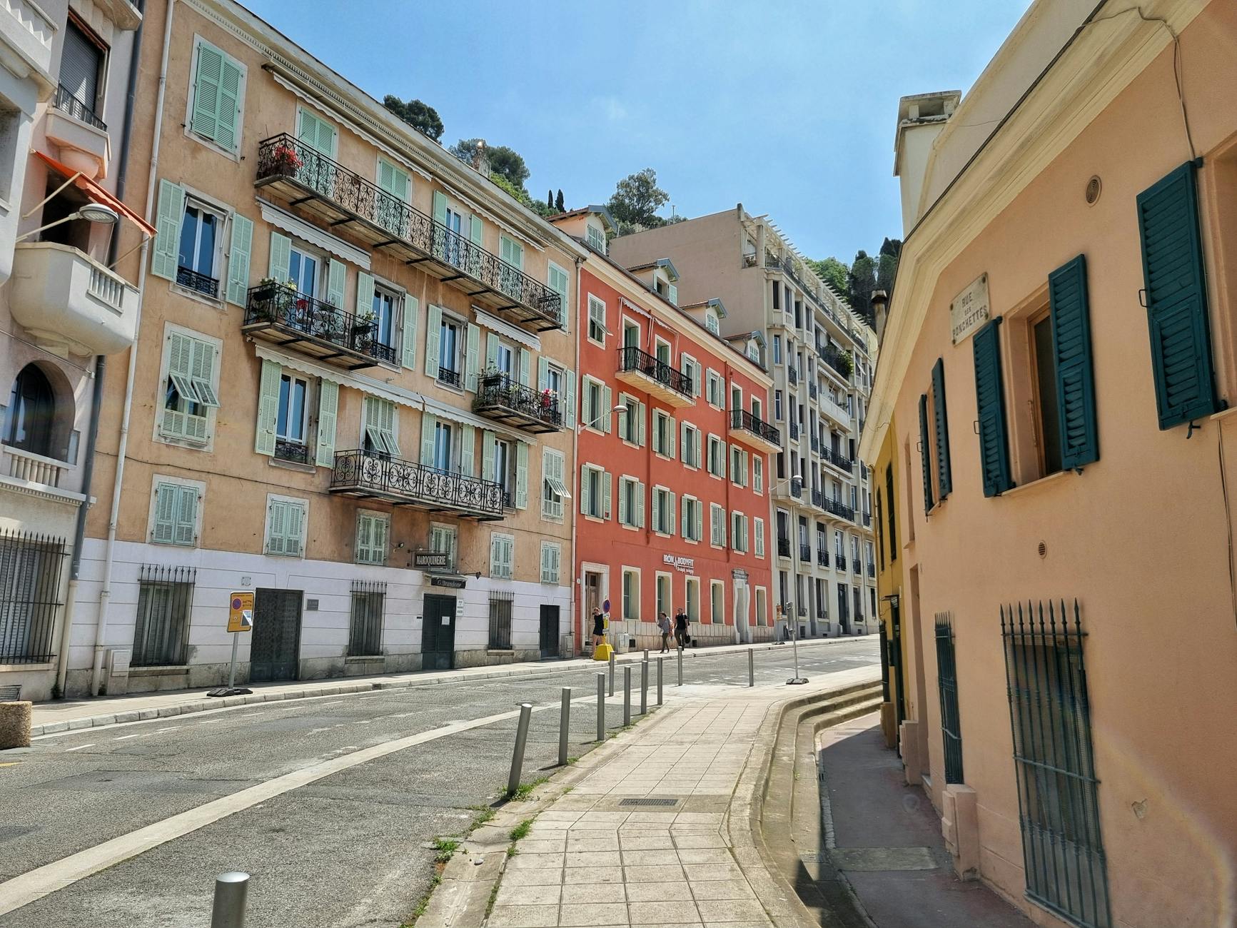Colorful old-town street in Nice