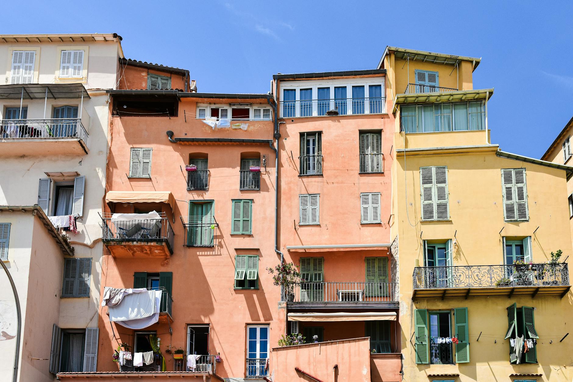 Bright historic facades in Provence-Alpes-Cote d'Azur