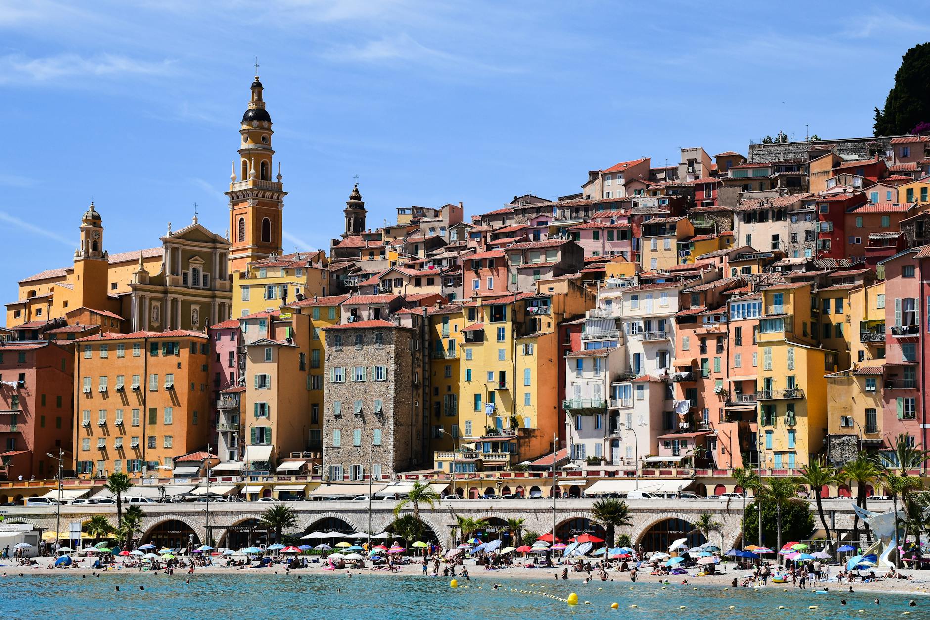 Colorful Riviera coastal architecture in Menton