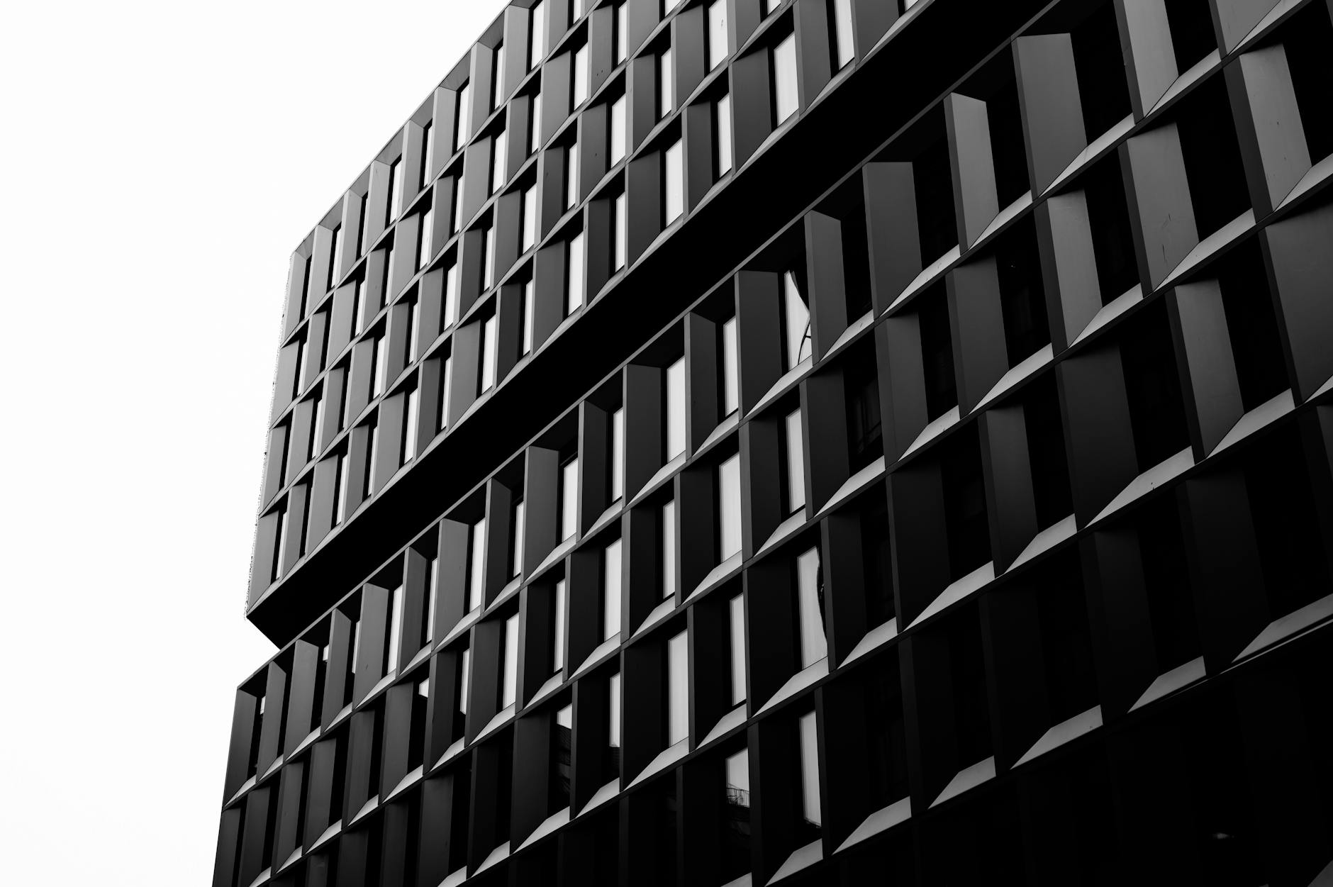 Modern Oslo office facade with geometric windows