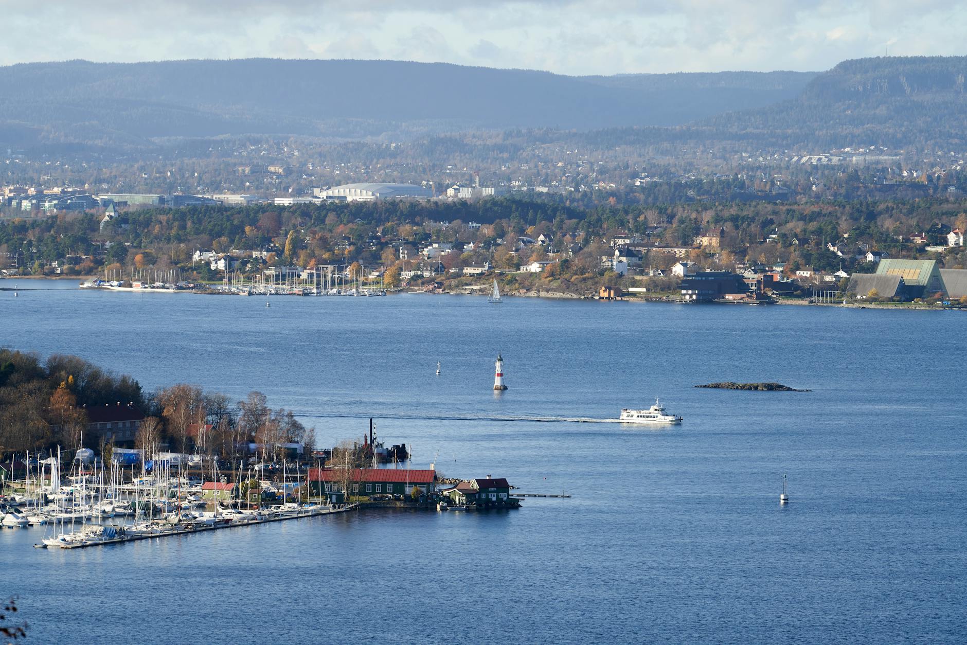 Oslo Fjord with marina and cityscape in the background