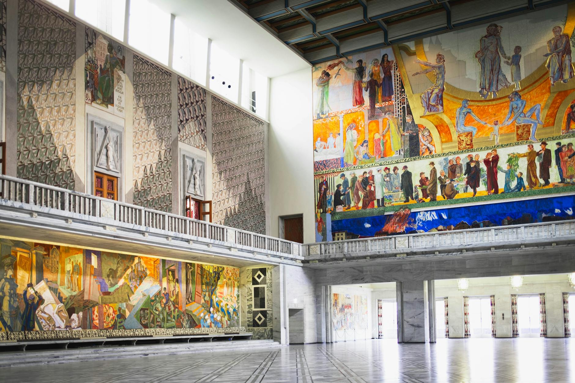 Murals inside Oslo City Hall