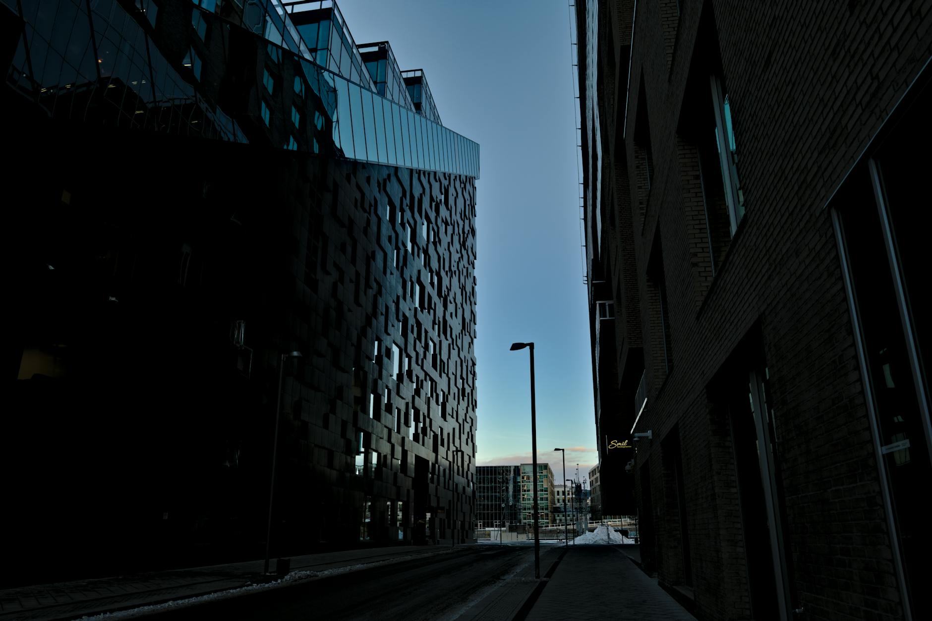 Modern Oslo architecture at dusk
