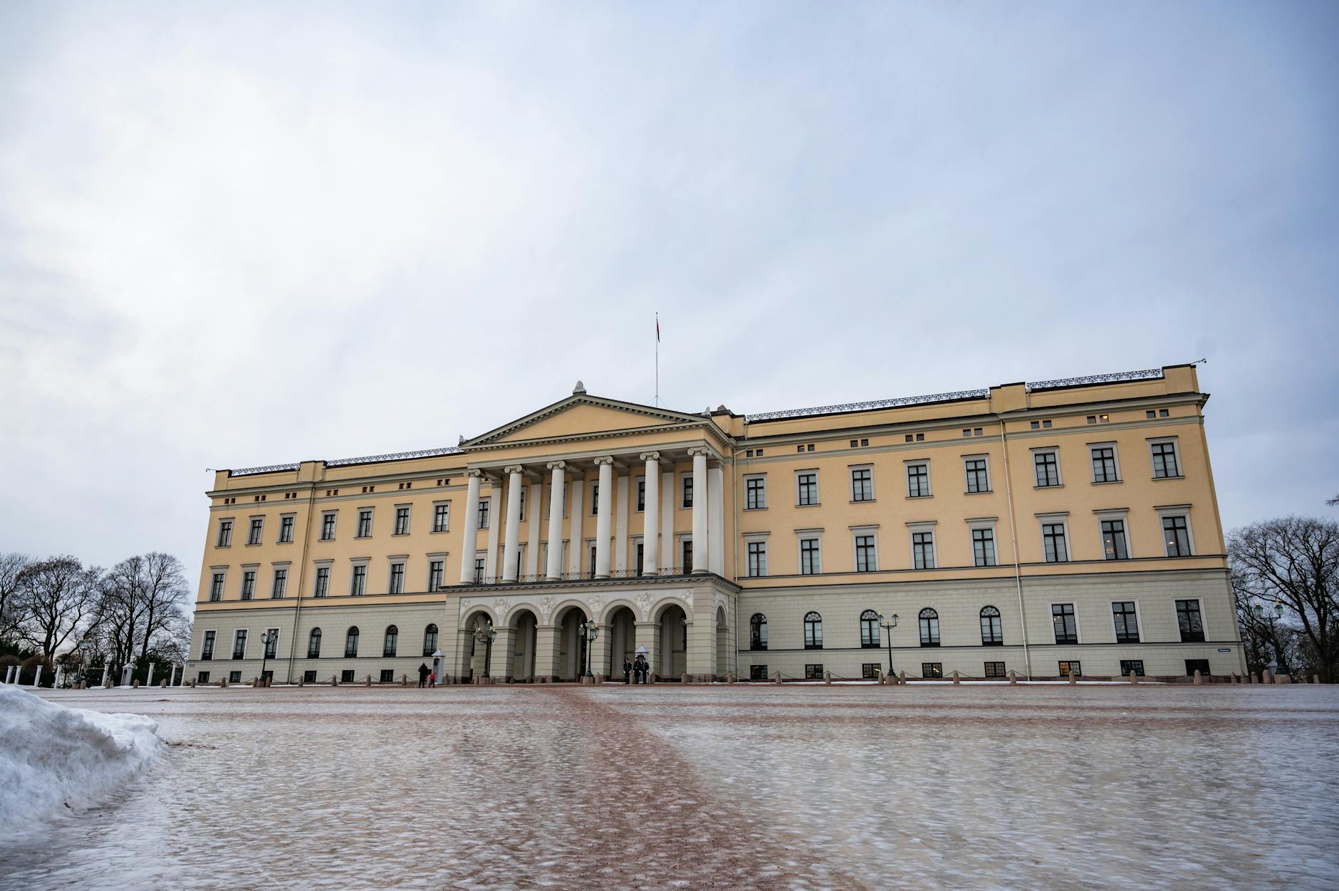 Royal Palace in Oslo surrounded by snow