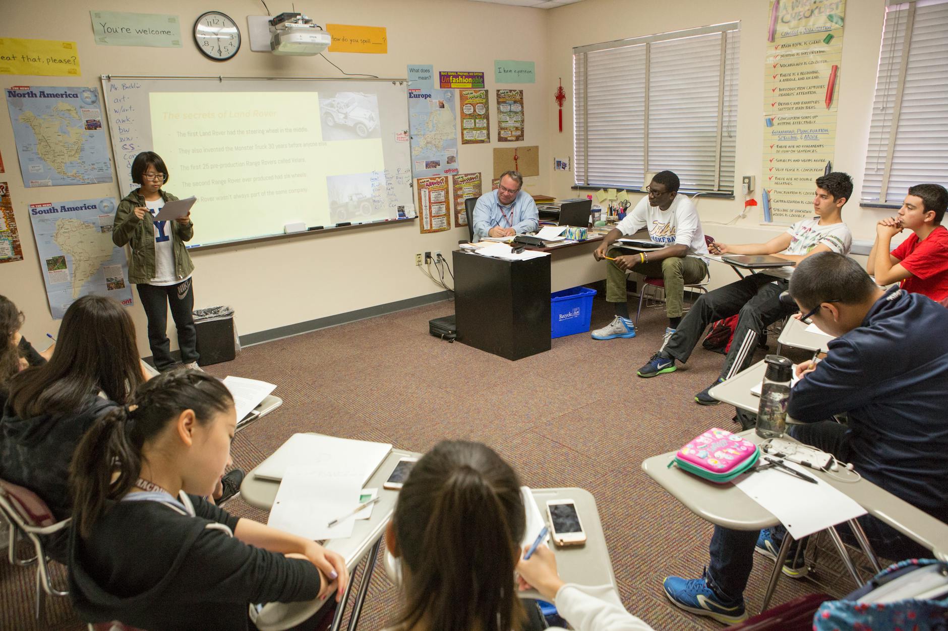 Students participating in a classroom lesson