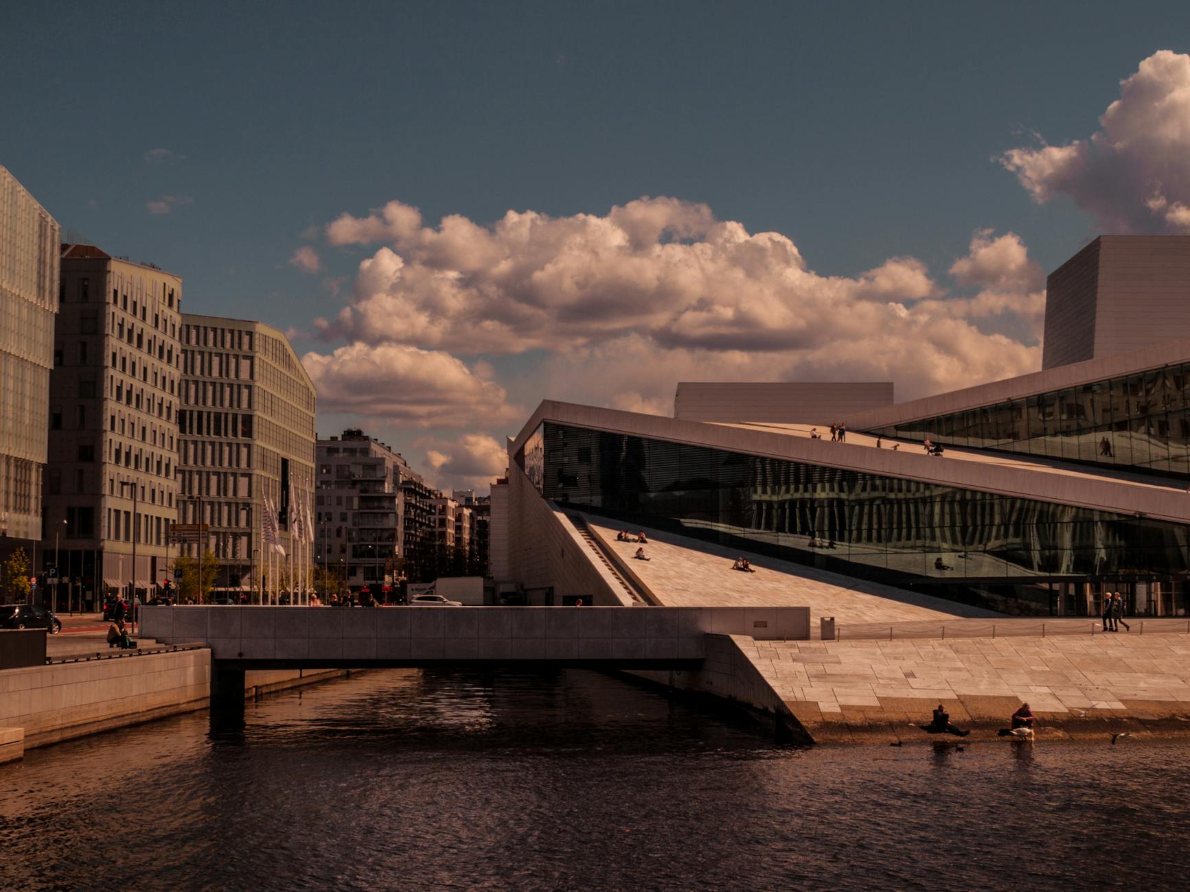 Modern Oslo Opera House by the waterfront