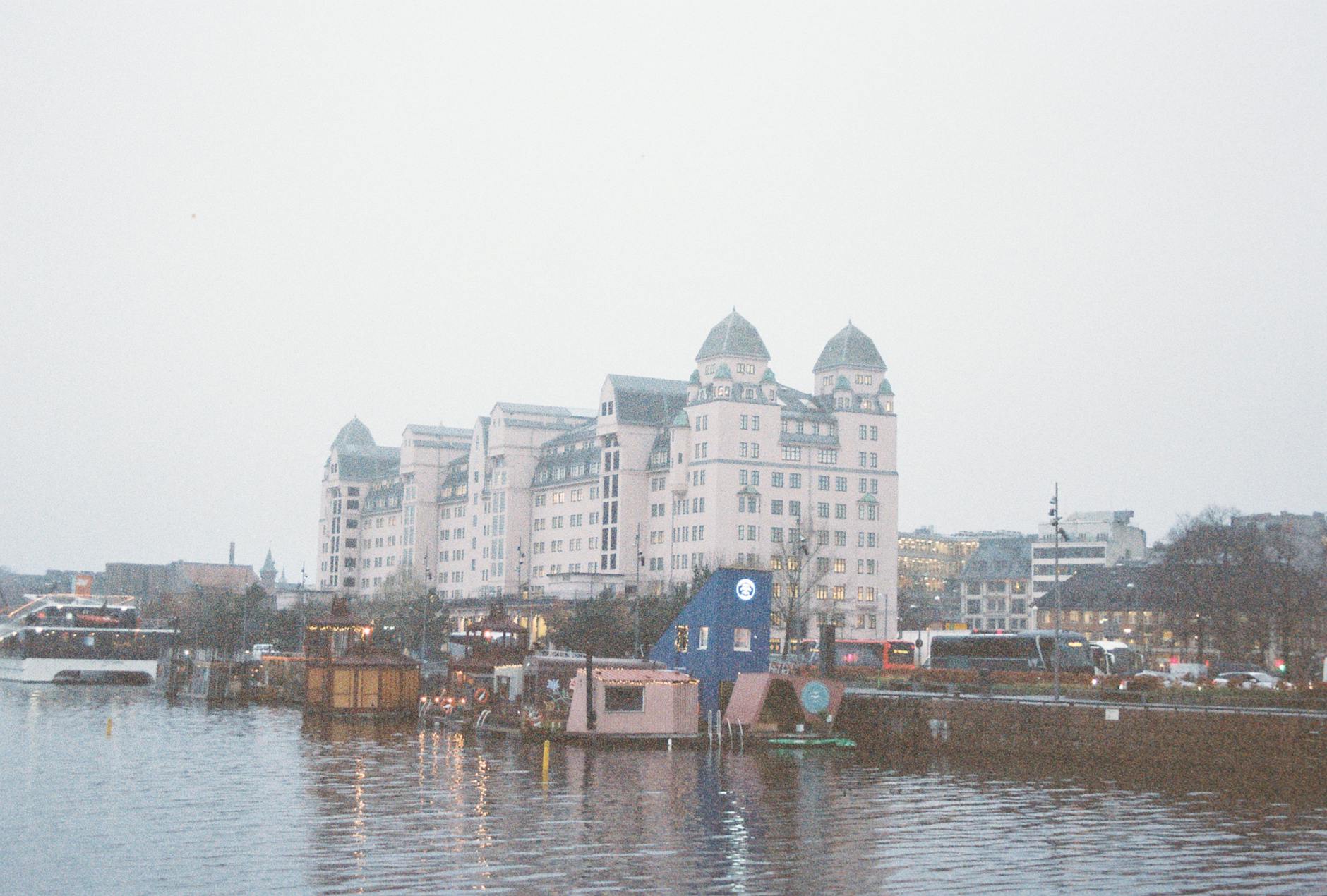 Winter view of Oslo waterfront and modern architecture