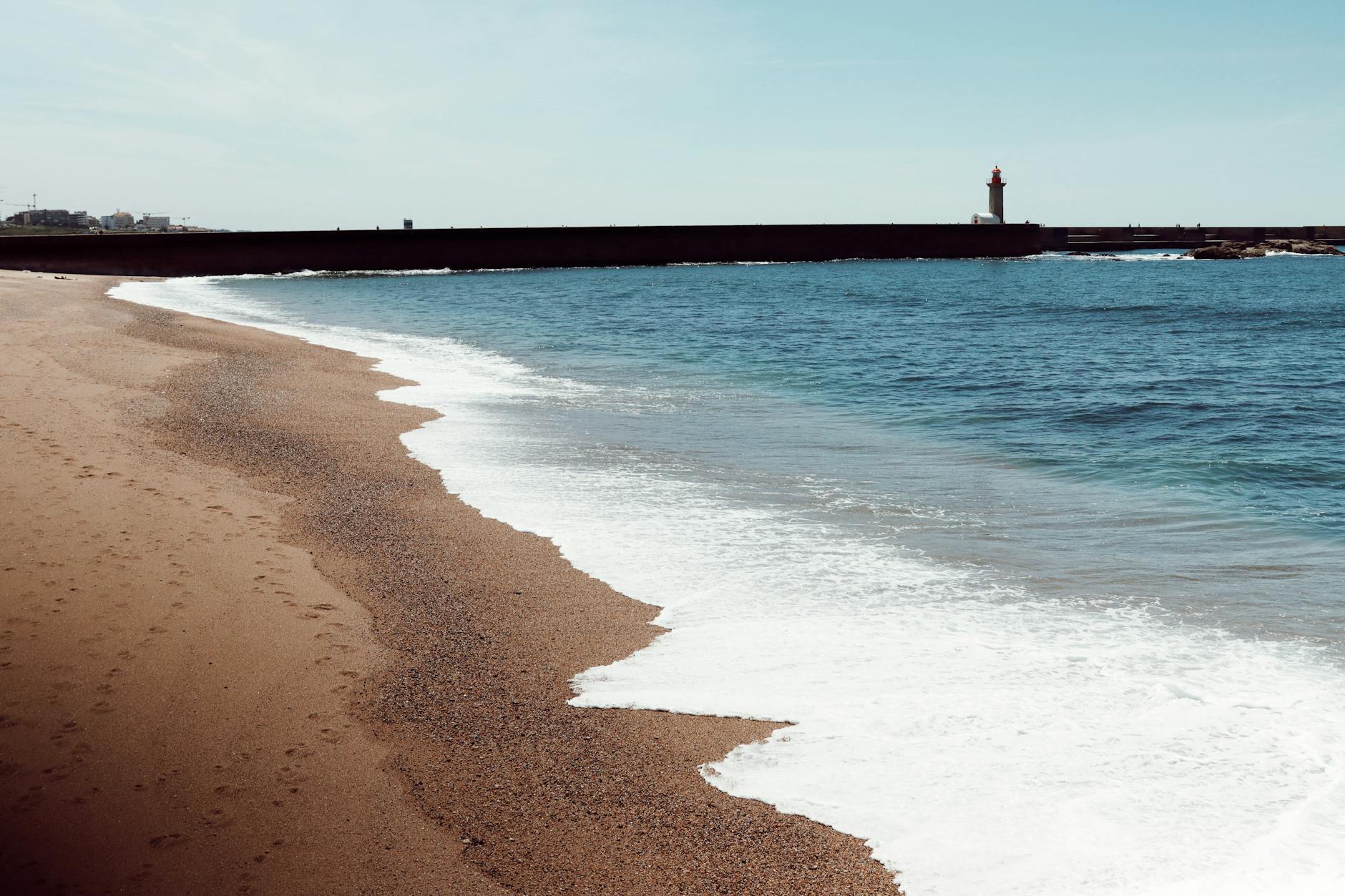 Matosinhos beach and lighthouse on the Atlantic coast