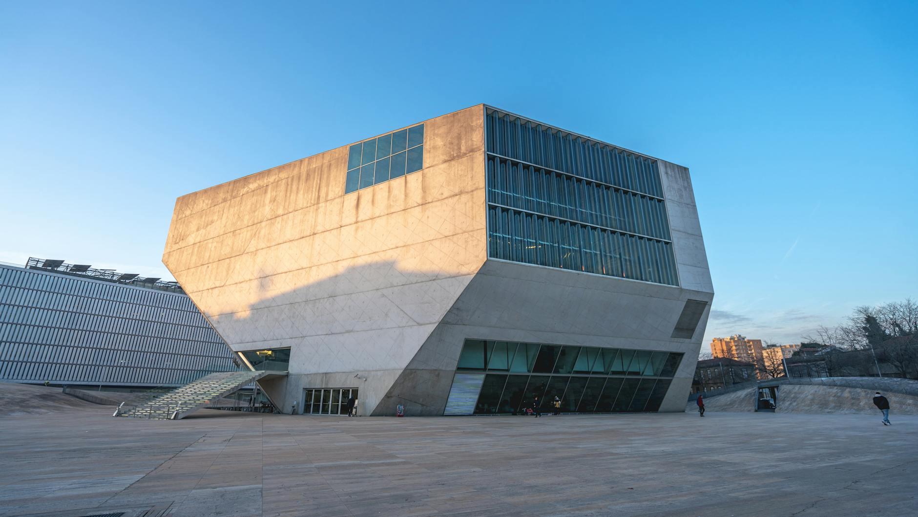 Casa da Musica concert hall in Porto against a blue sky