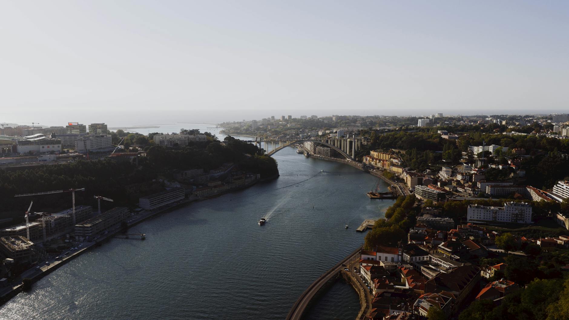 Aerial view of Porto and the Douro River at sunset