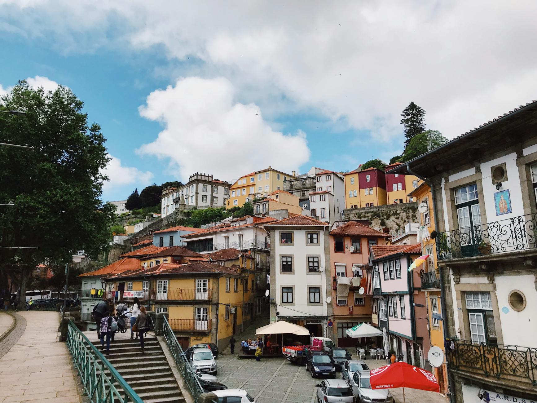 Colorful Porto buildings along a picturesque street