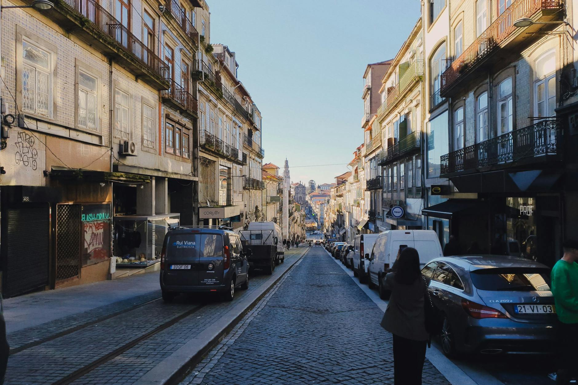 Historic Porto street with vibrant urban life
