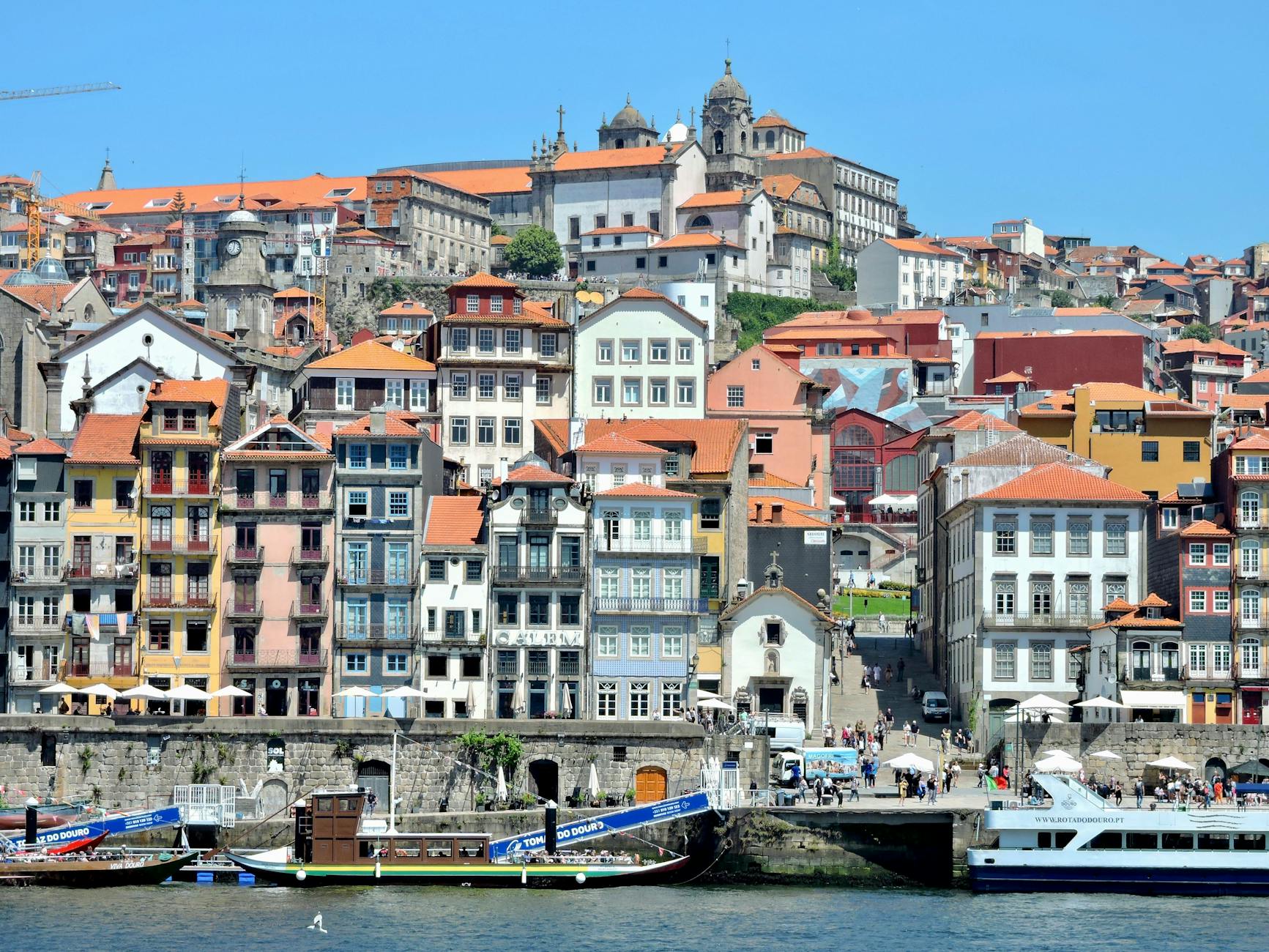 Historic Ribeira district along the Douro River in Porto