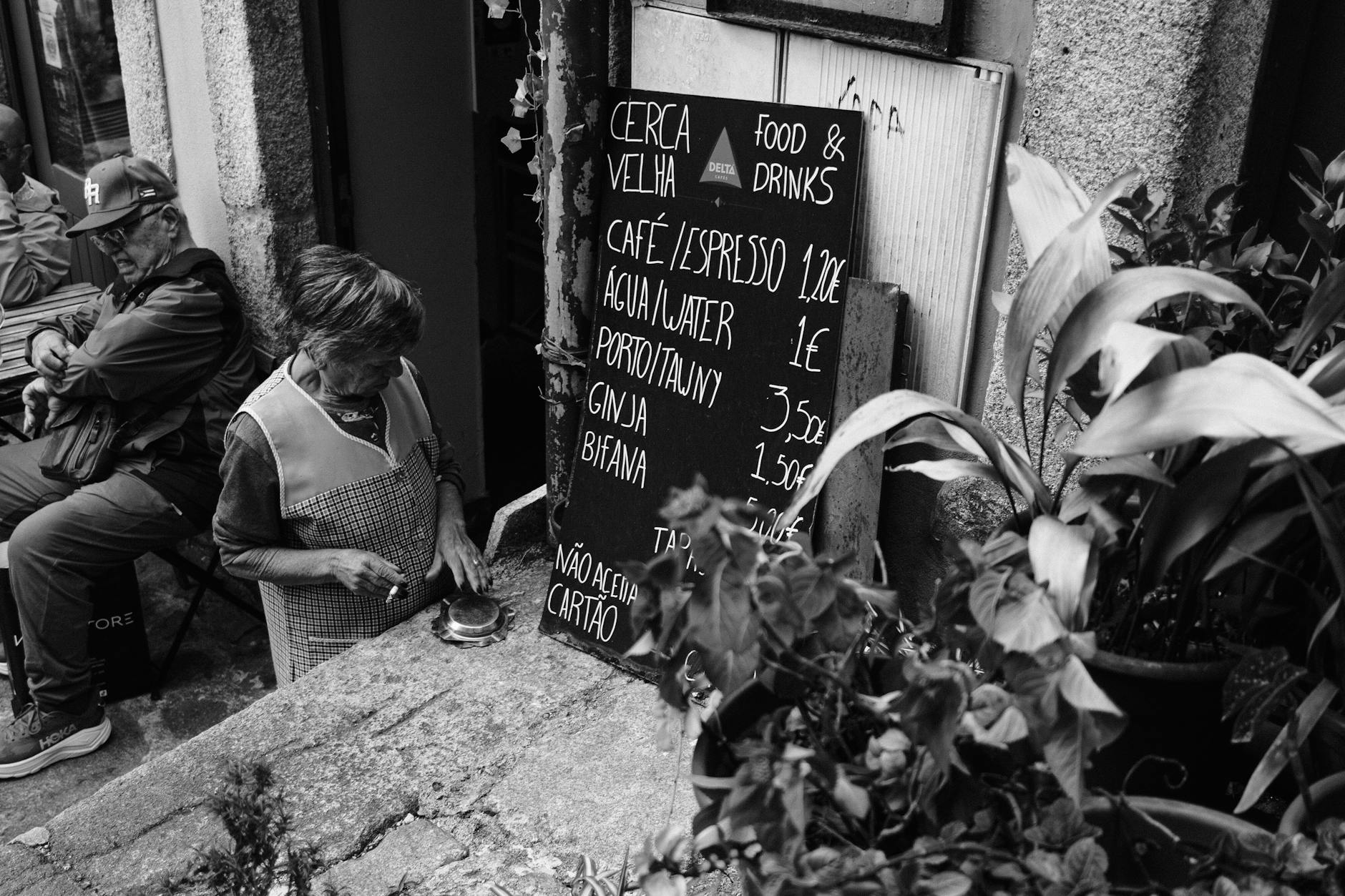 Traditional cafe scene on a Porto street
