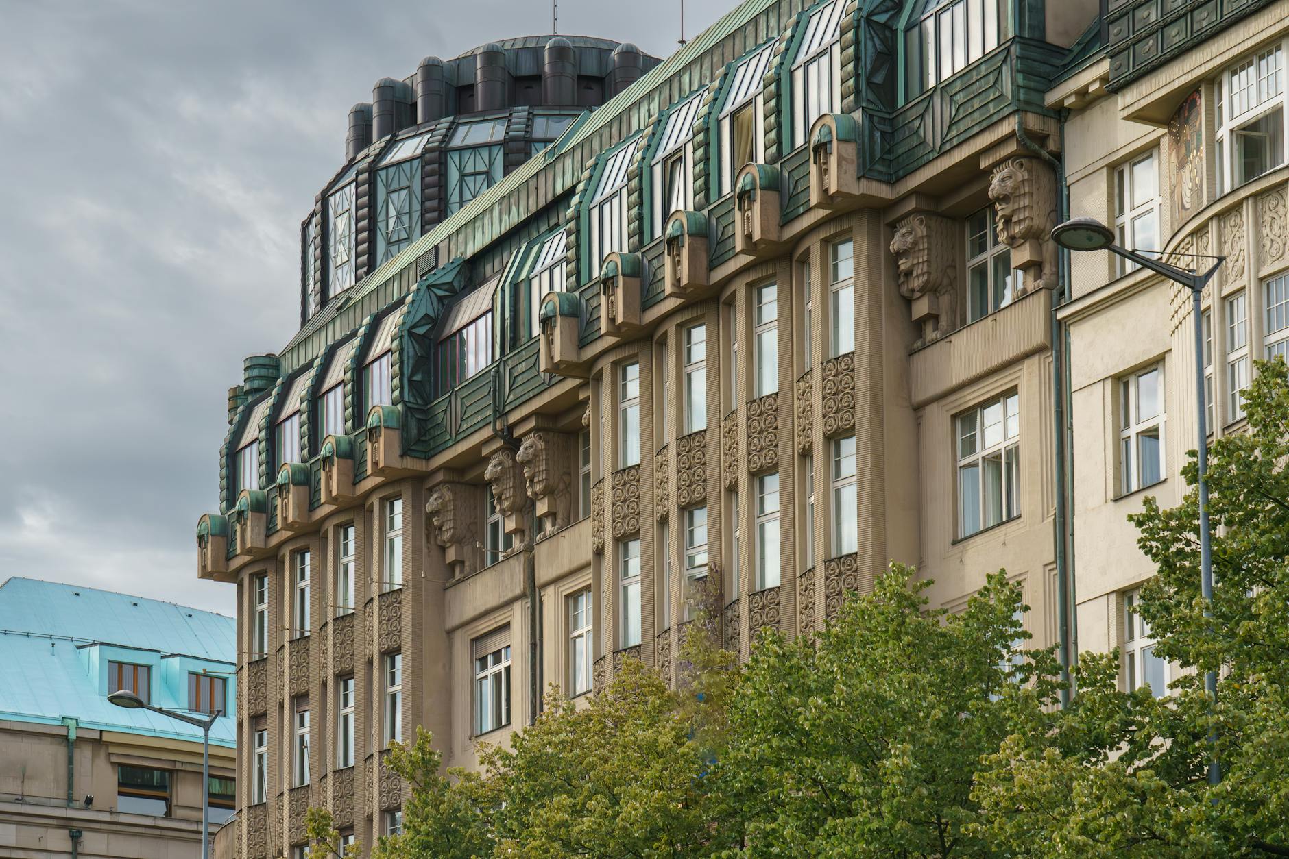 Art Nouveau building facade in Prague