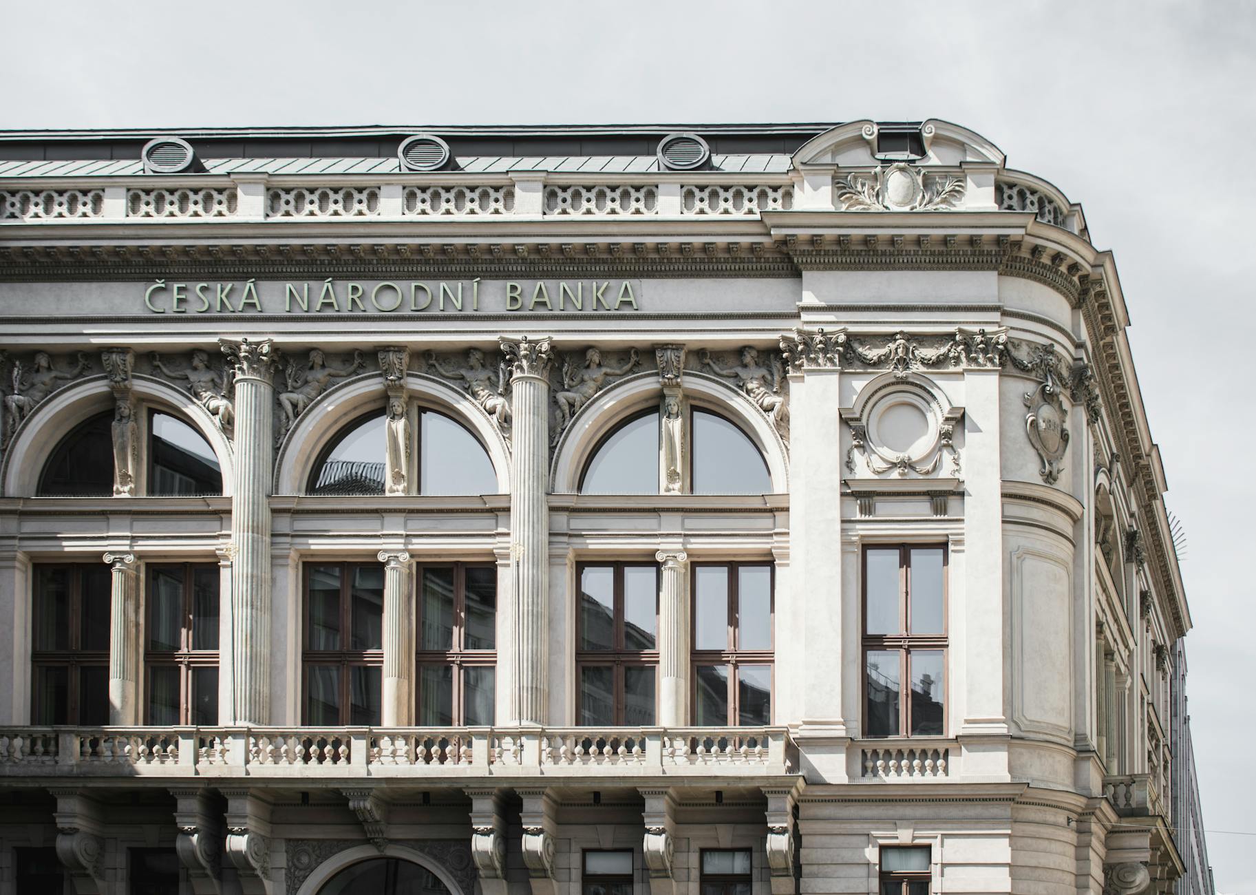 Exterior of Ceska Narodni Banka in Prague