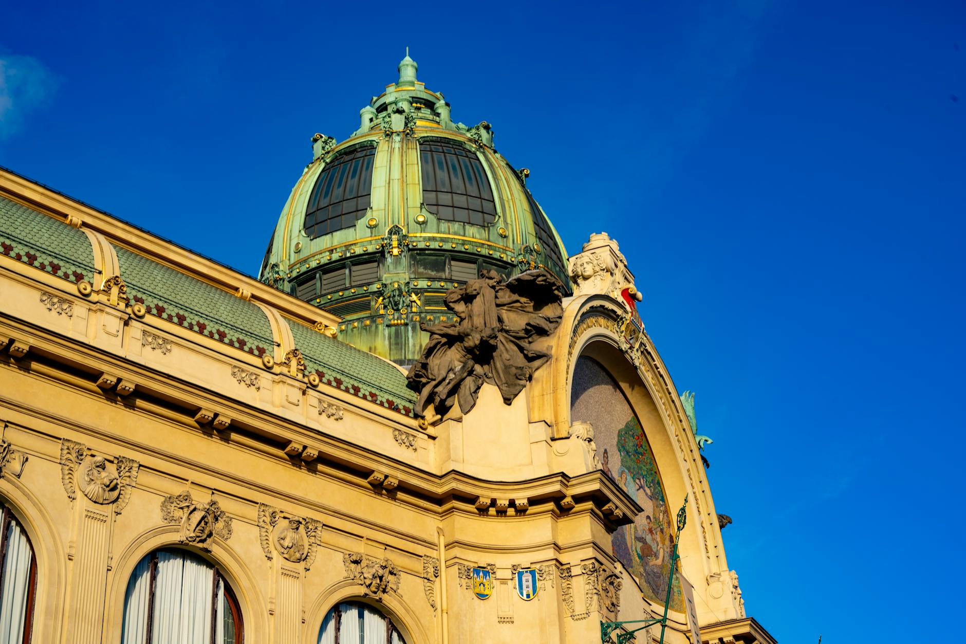 Art Nouveau architecture of Municipal House in Prague