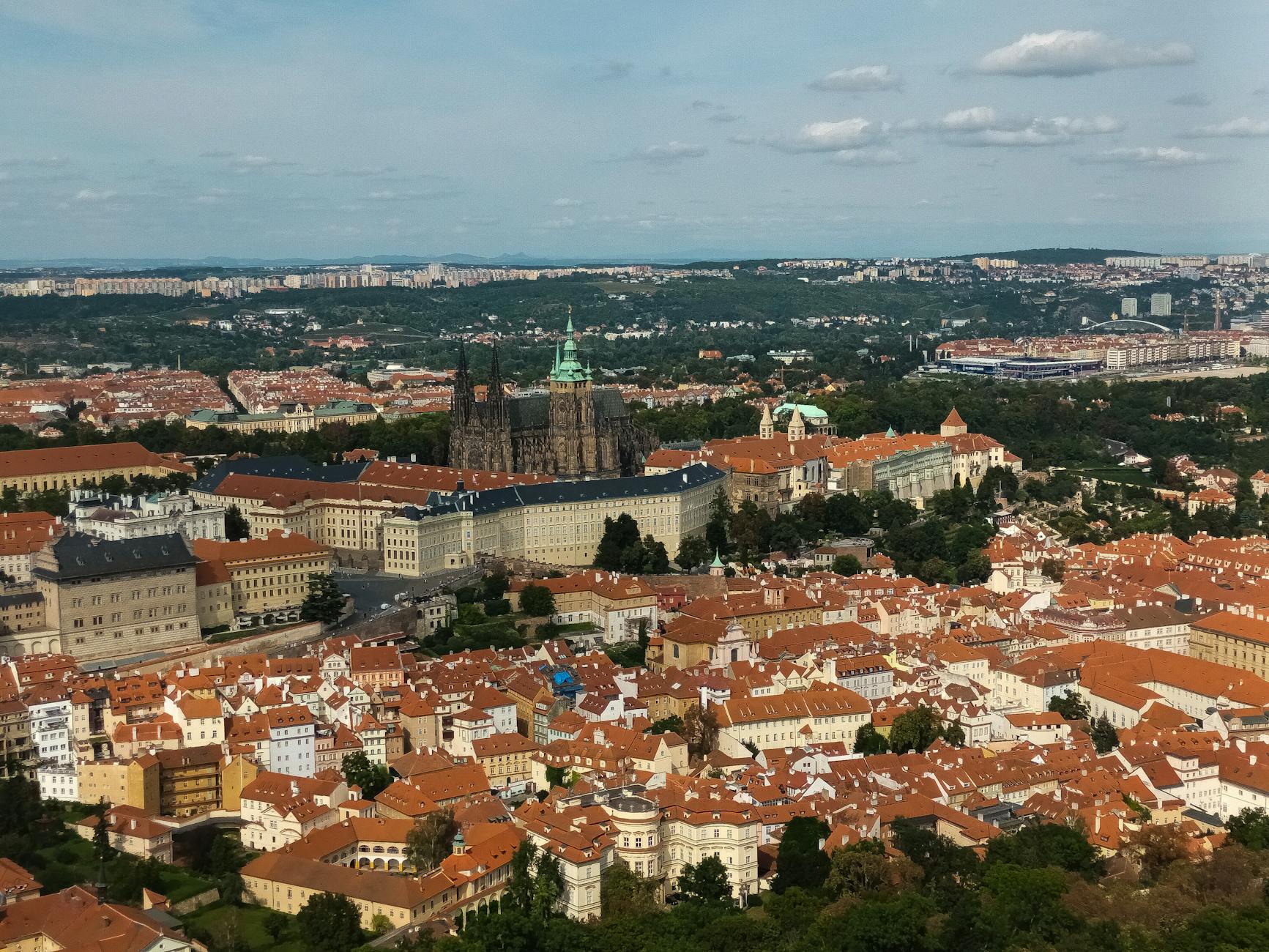 Prague Castle and St Vitus Cathedral from above