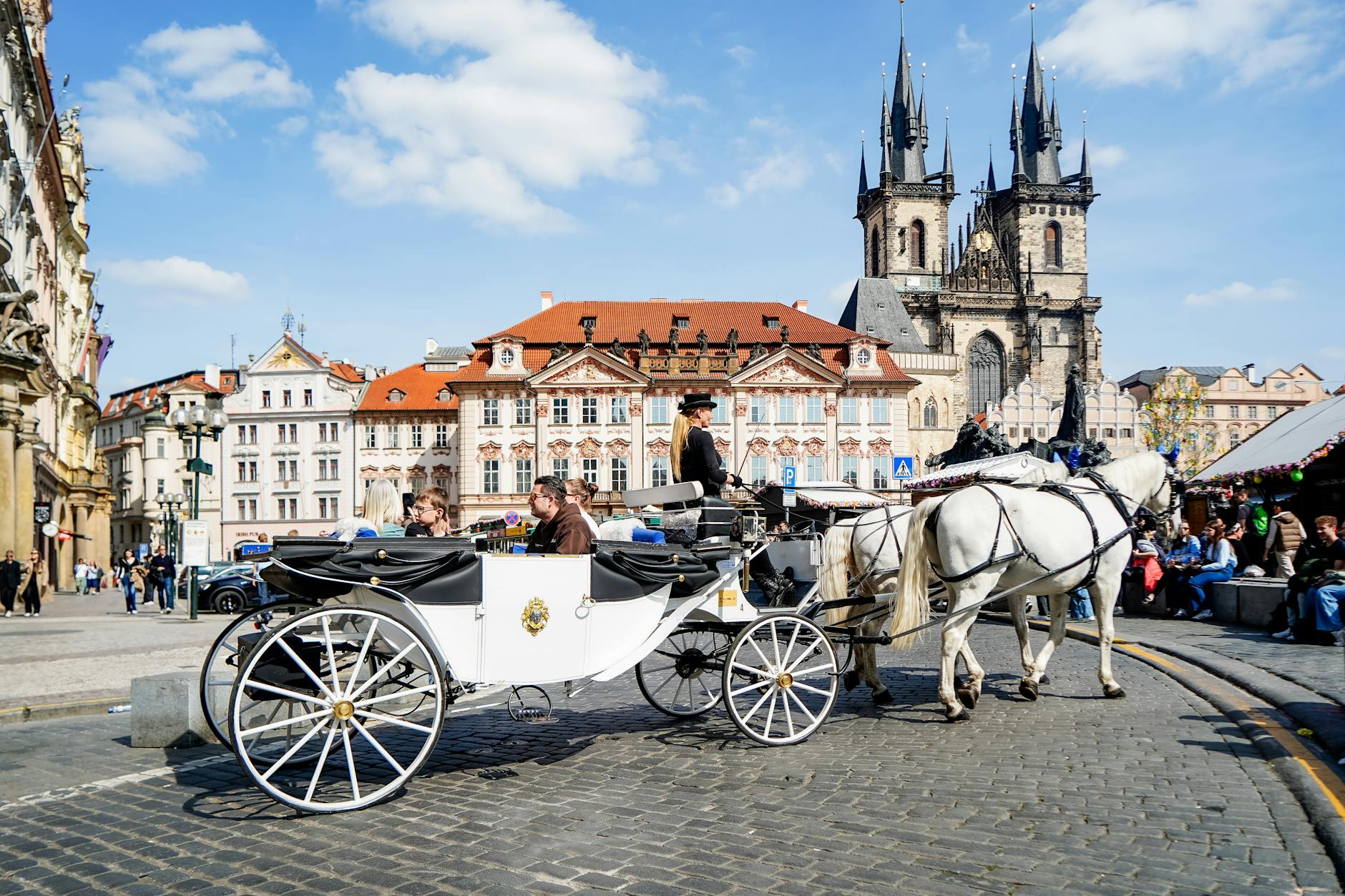 Horse-drawn carriage in Prague Old Town Square