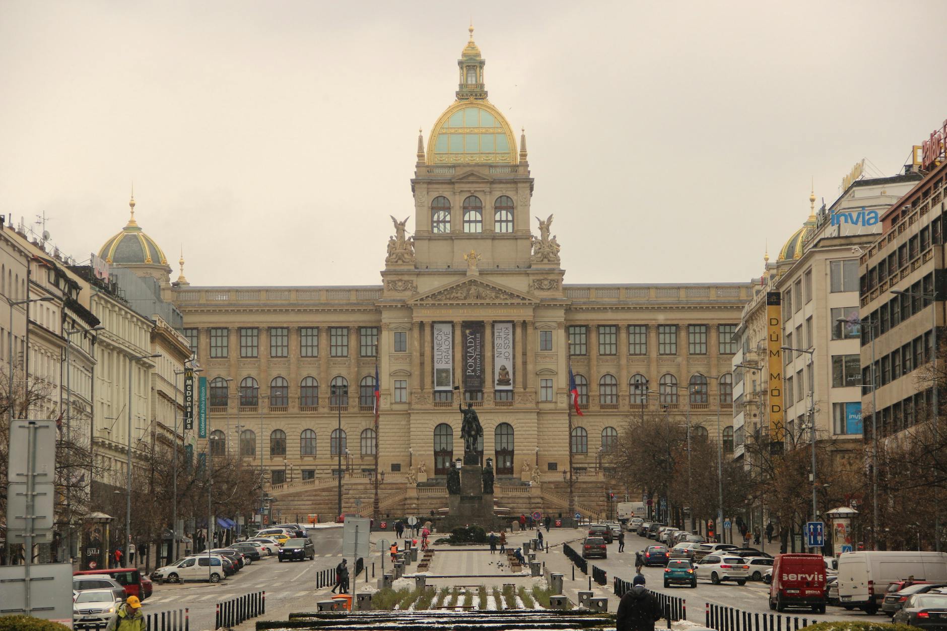 National Museum in Prague on an overcast day