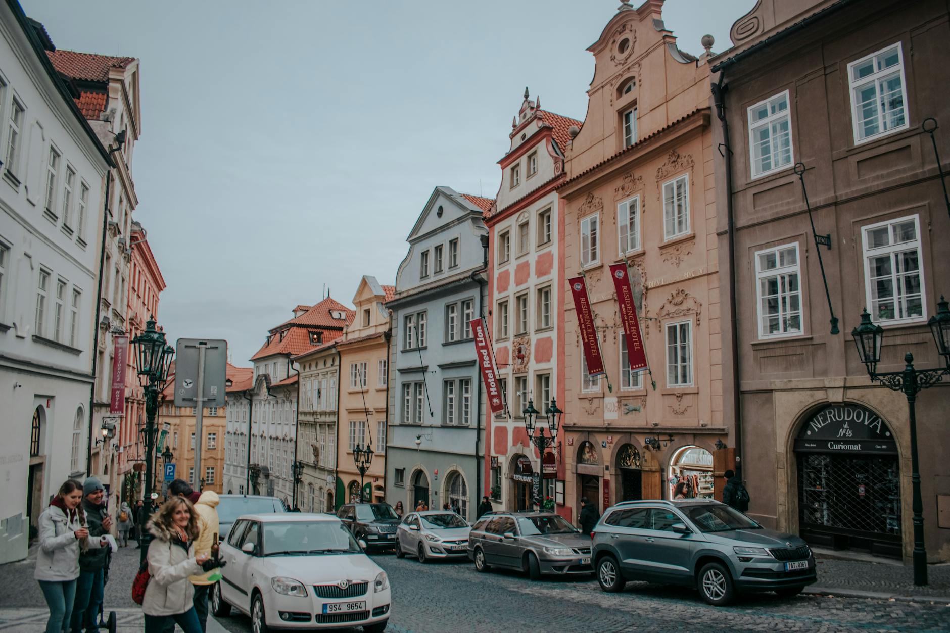 Colorful historic street in Prague