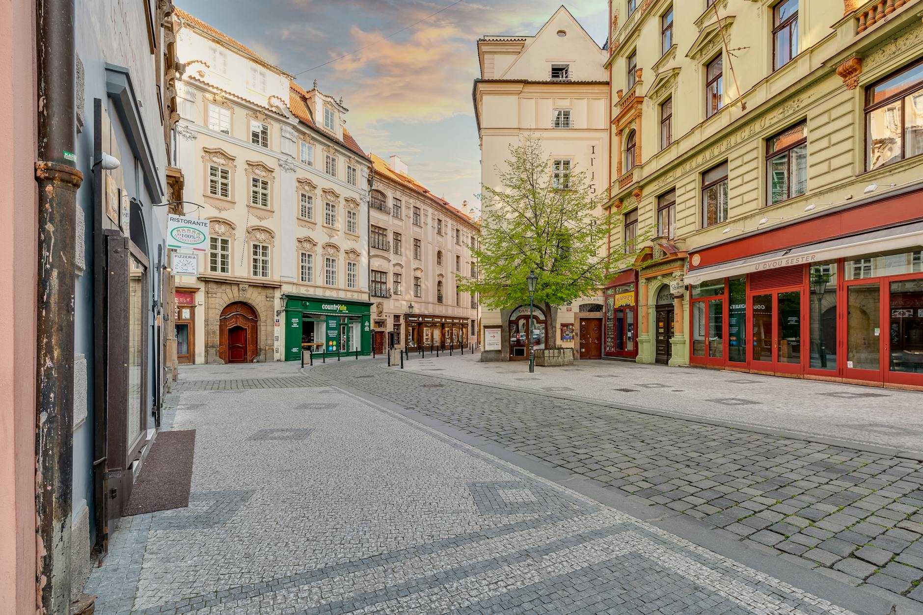 Peaceful street scene in Prague Old Town