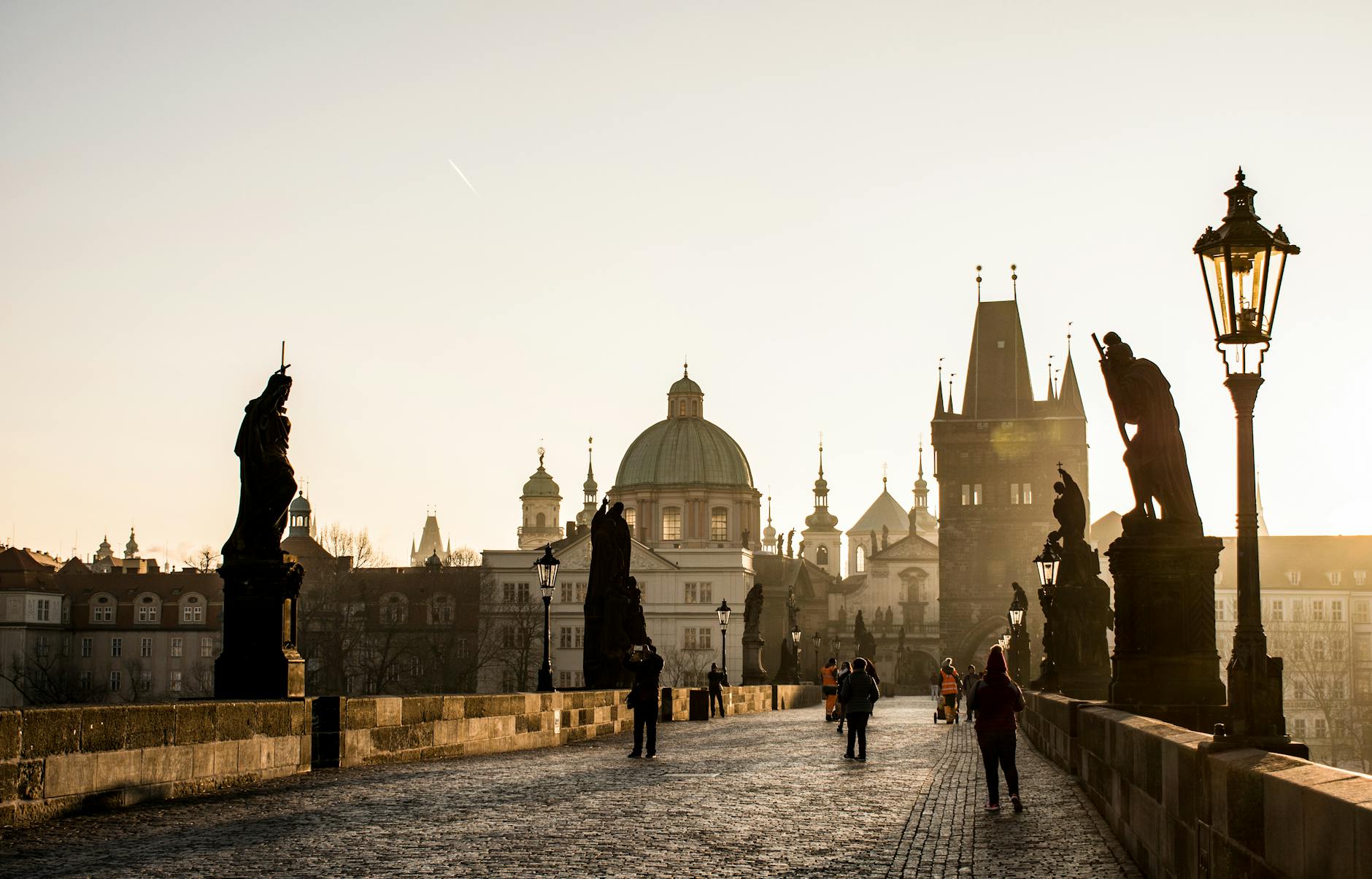 Charles Bridge in Prague at sunset
