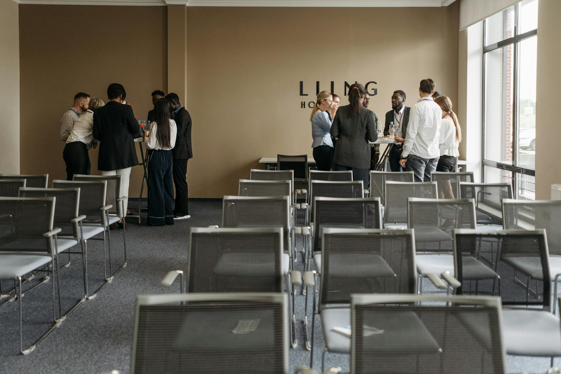 Group discussion in a contemporary conference room