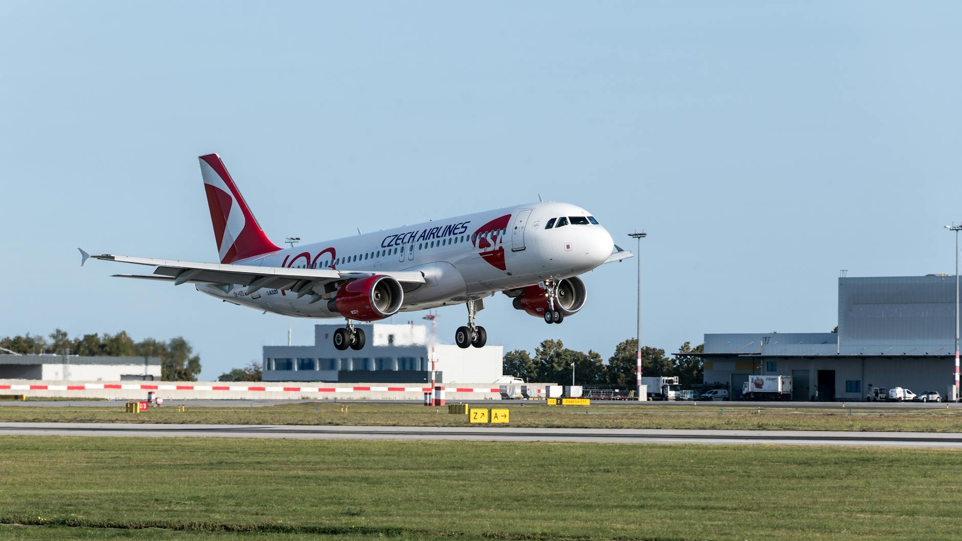 Czech Airlines aircraft landing at Prague airport
