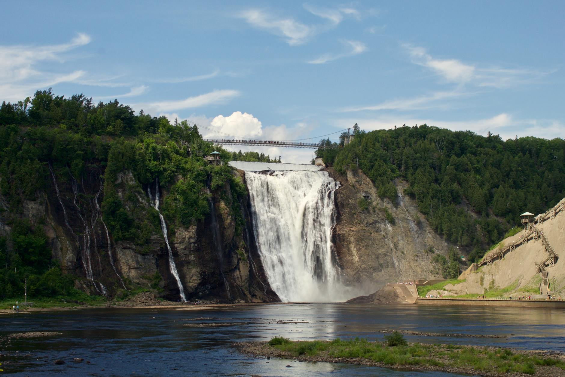 Montmorency Falls and bridge on a sunny day