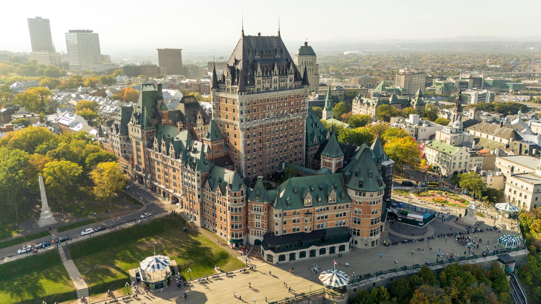 Aerial view of Chateau Frontenac in Quebec City