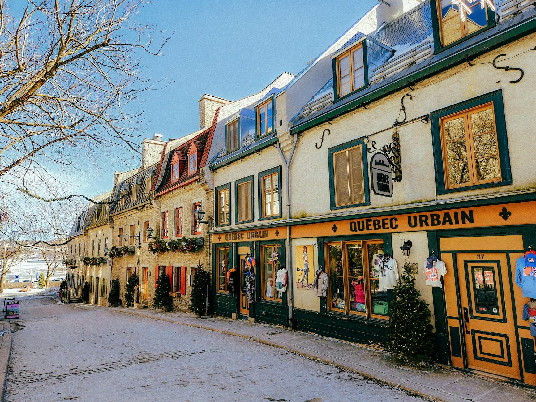 Winter street in Rue du Petit-Champlain in Quebec City