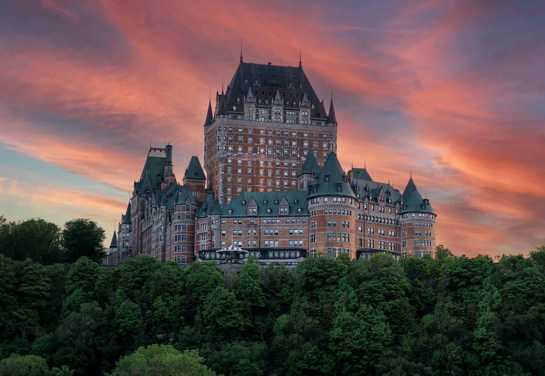 Chateau Frontenac at sunset in Quebec City