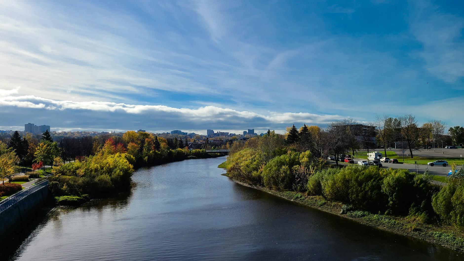 Autumn view along the Riviere Saint-Charles in Quebec City