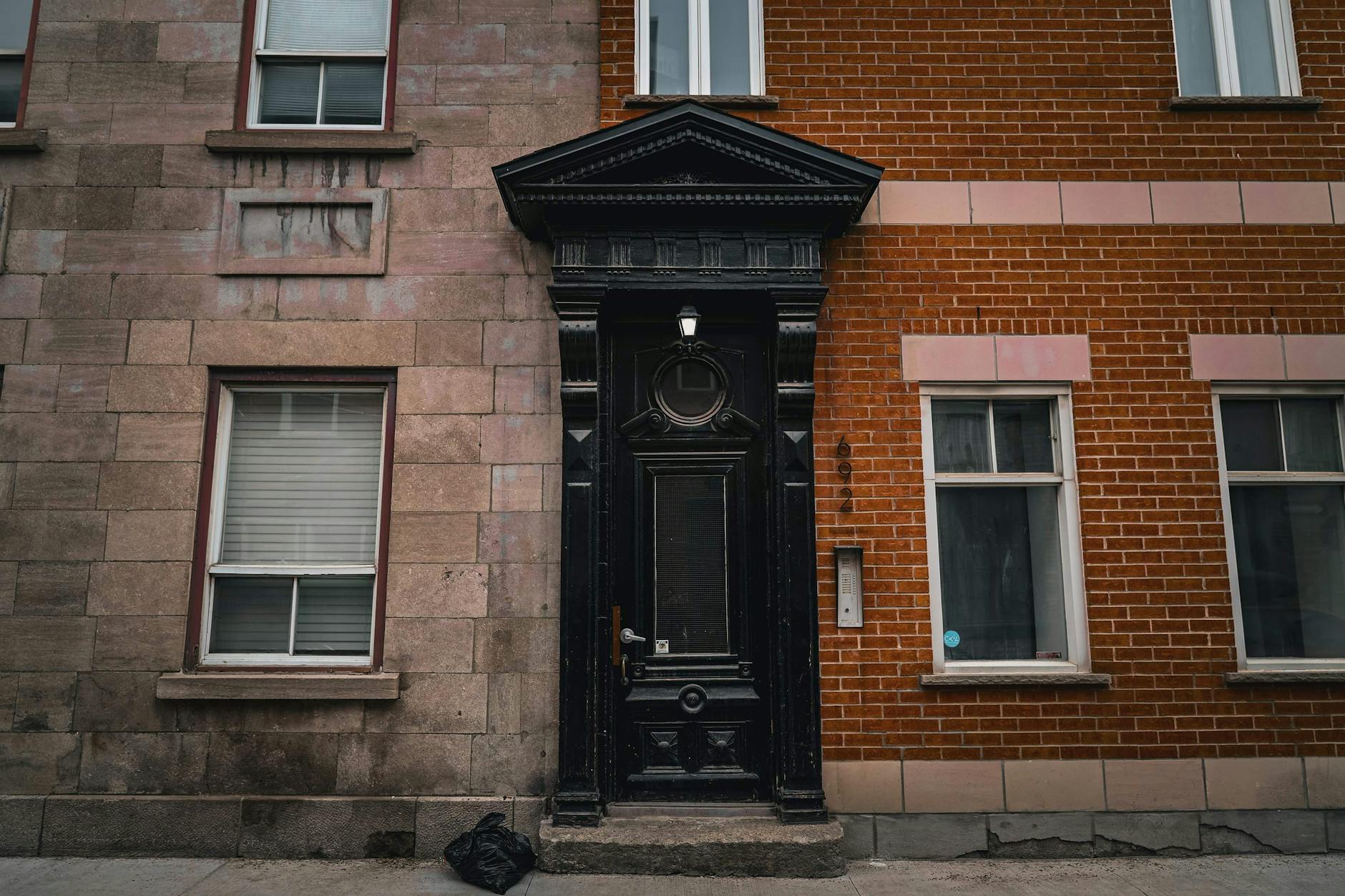 Historic brick and stone facade in Old Quebec City