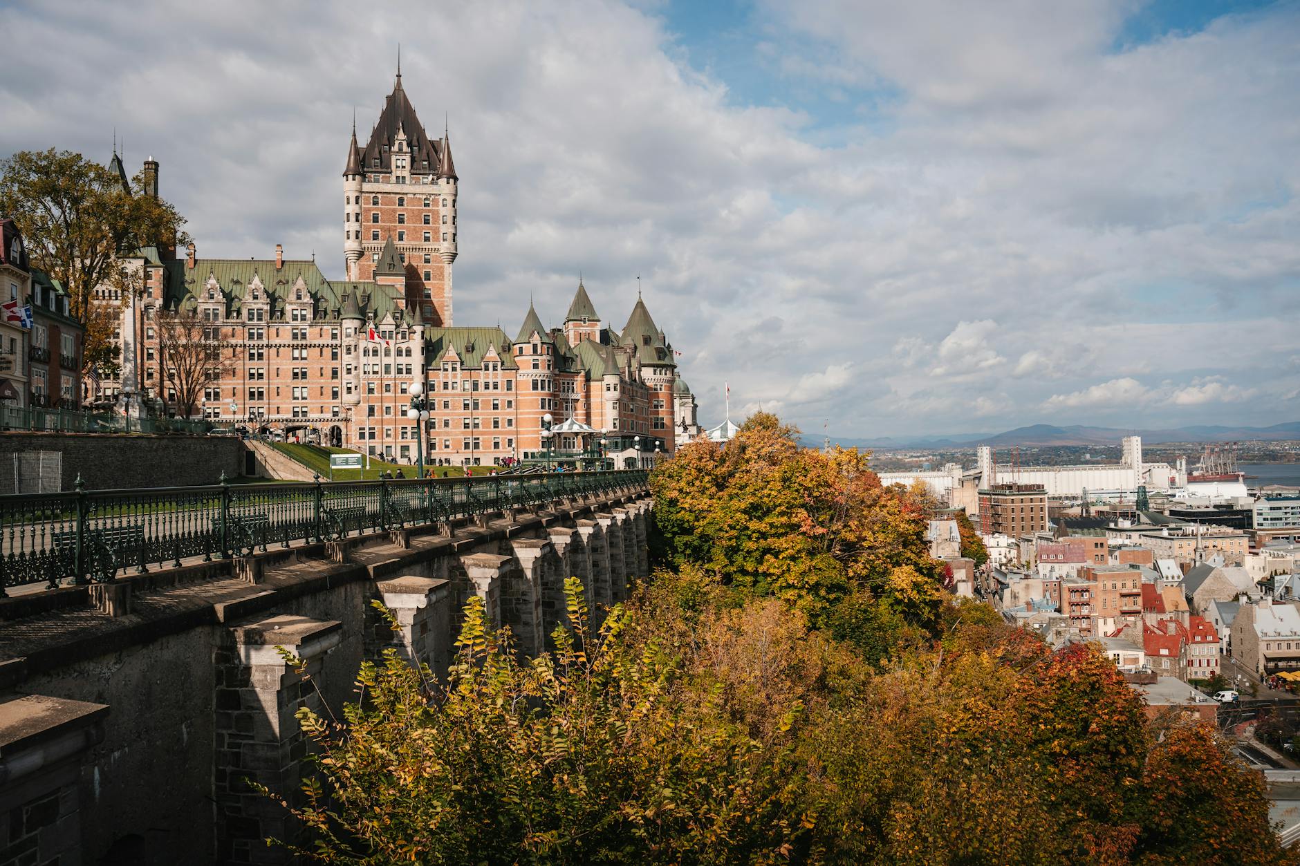 Chateau Frontenac with fall foliage in Quebec City