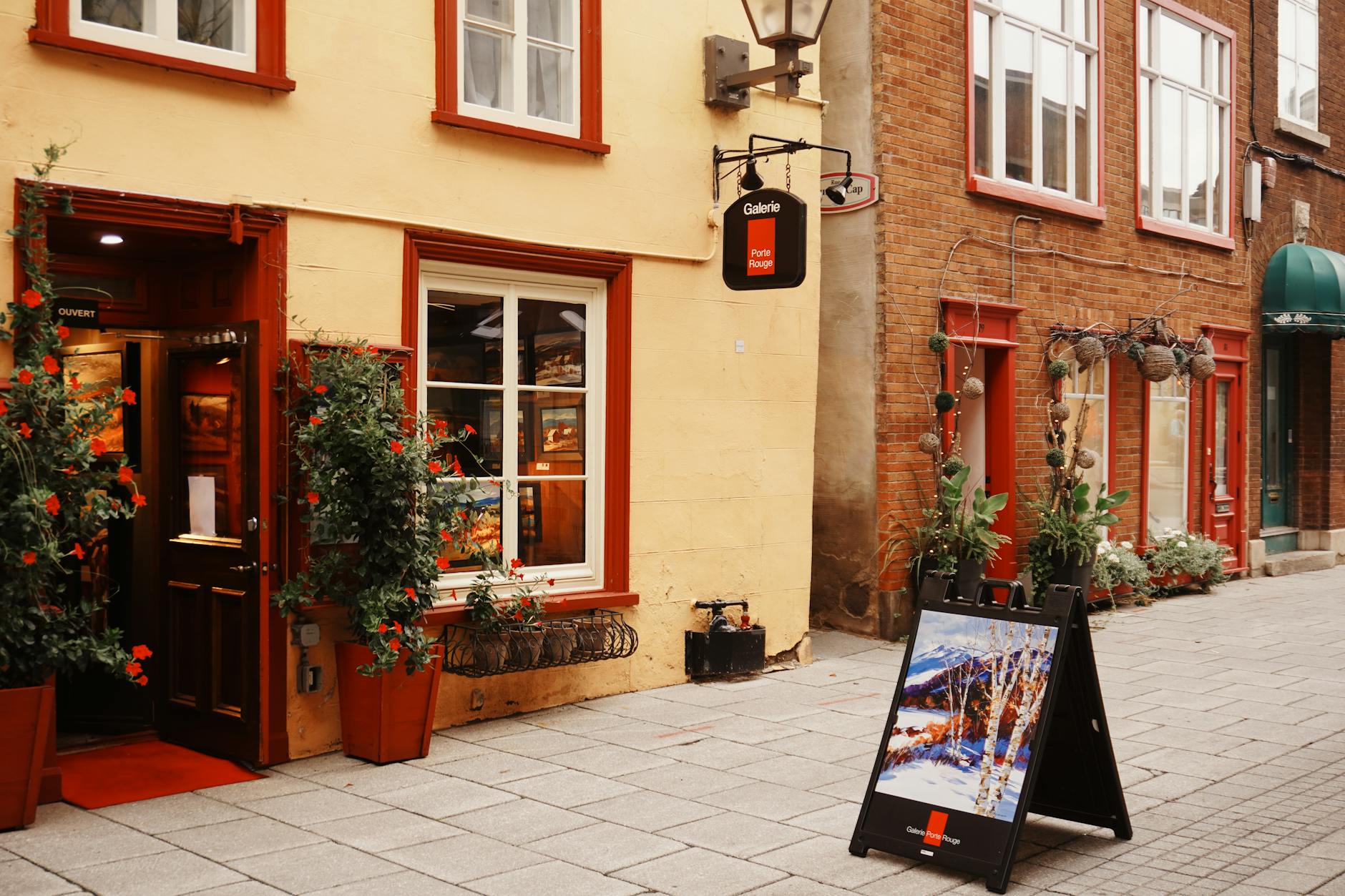 Art gallery storefront on a charming street in Old Quebec City