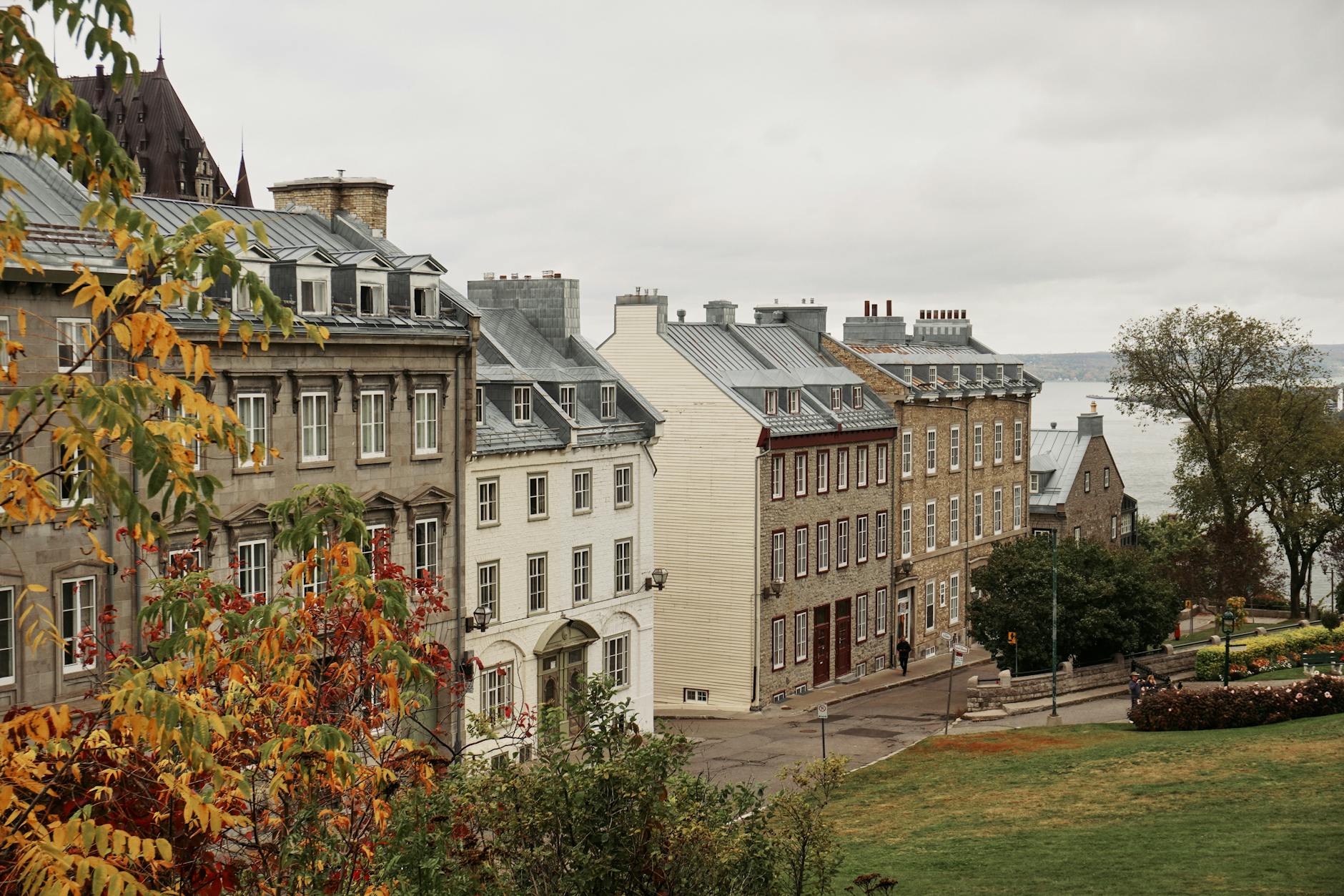 Historic Quebec City buildings in autumn