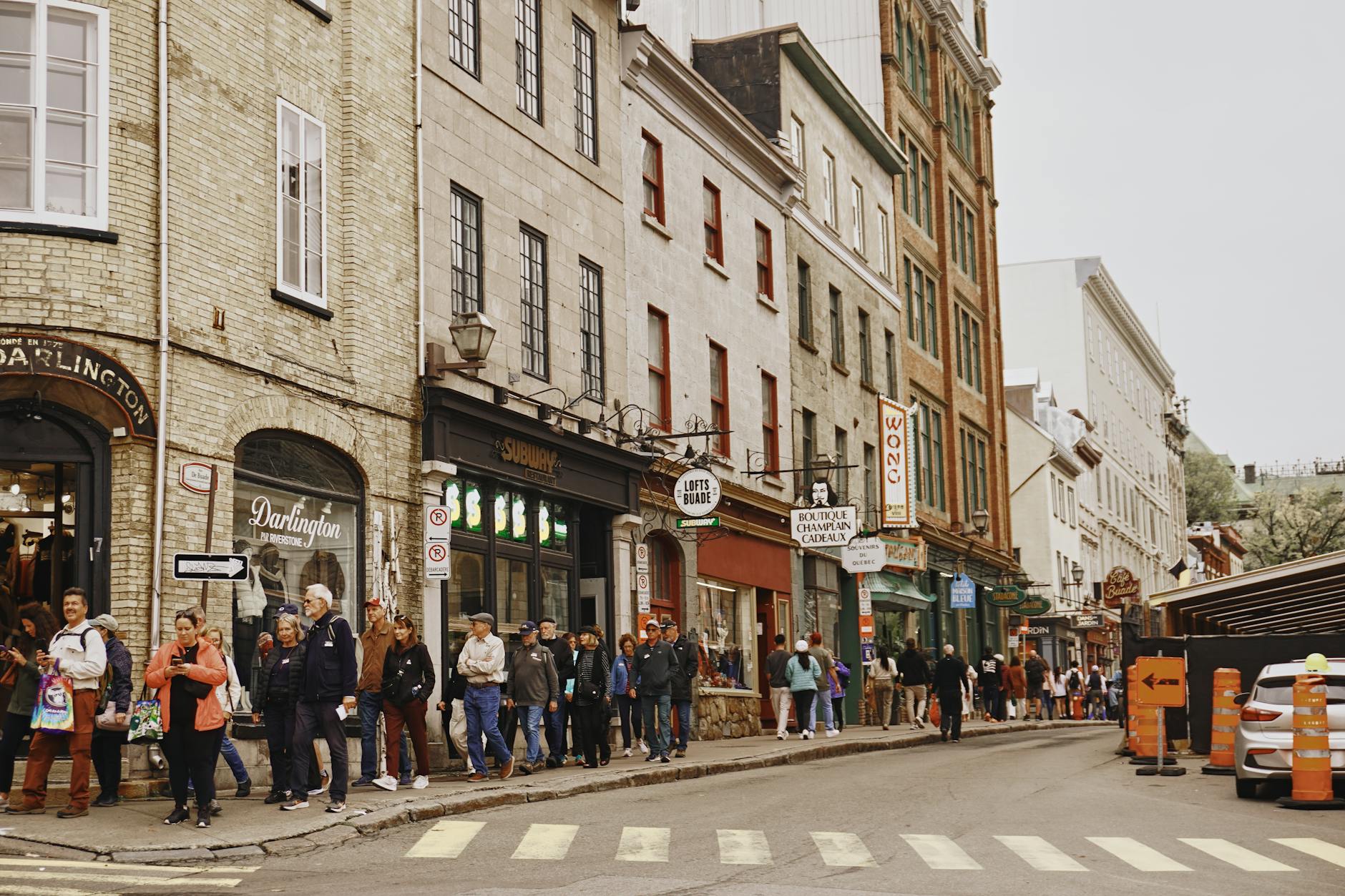 Busy historic street in Old Quebec City