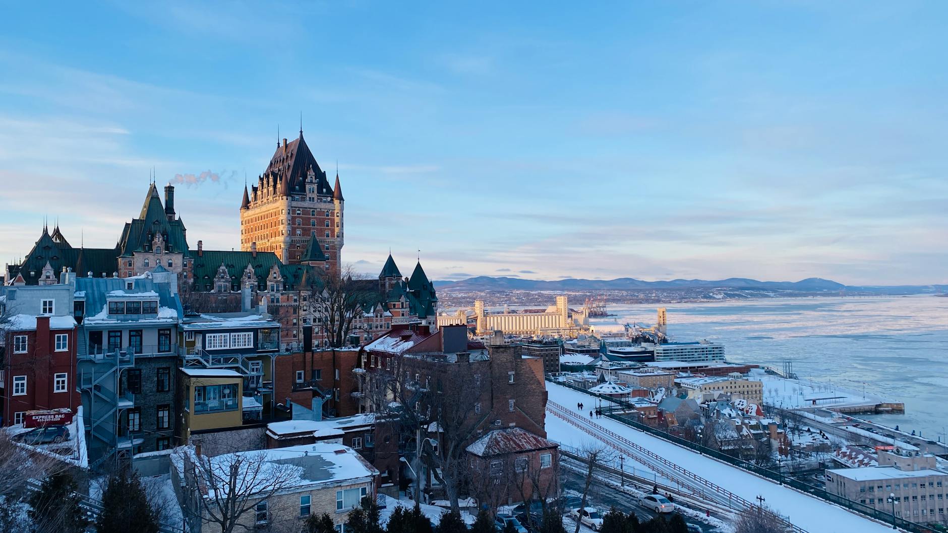 Winter view of Quebec City and Chateau Frontenac