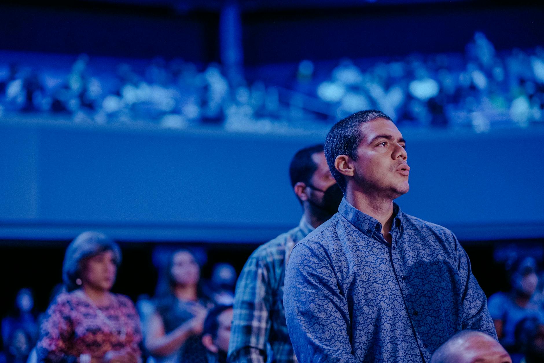 Audience listening during an indoor event