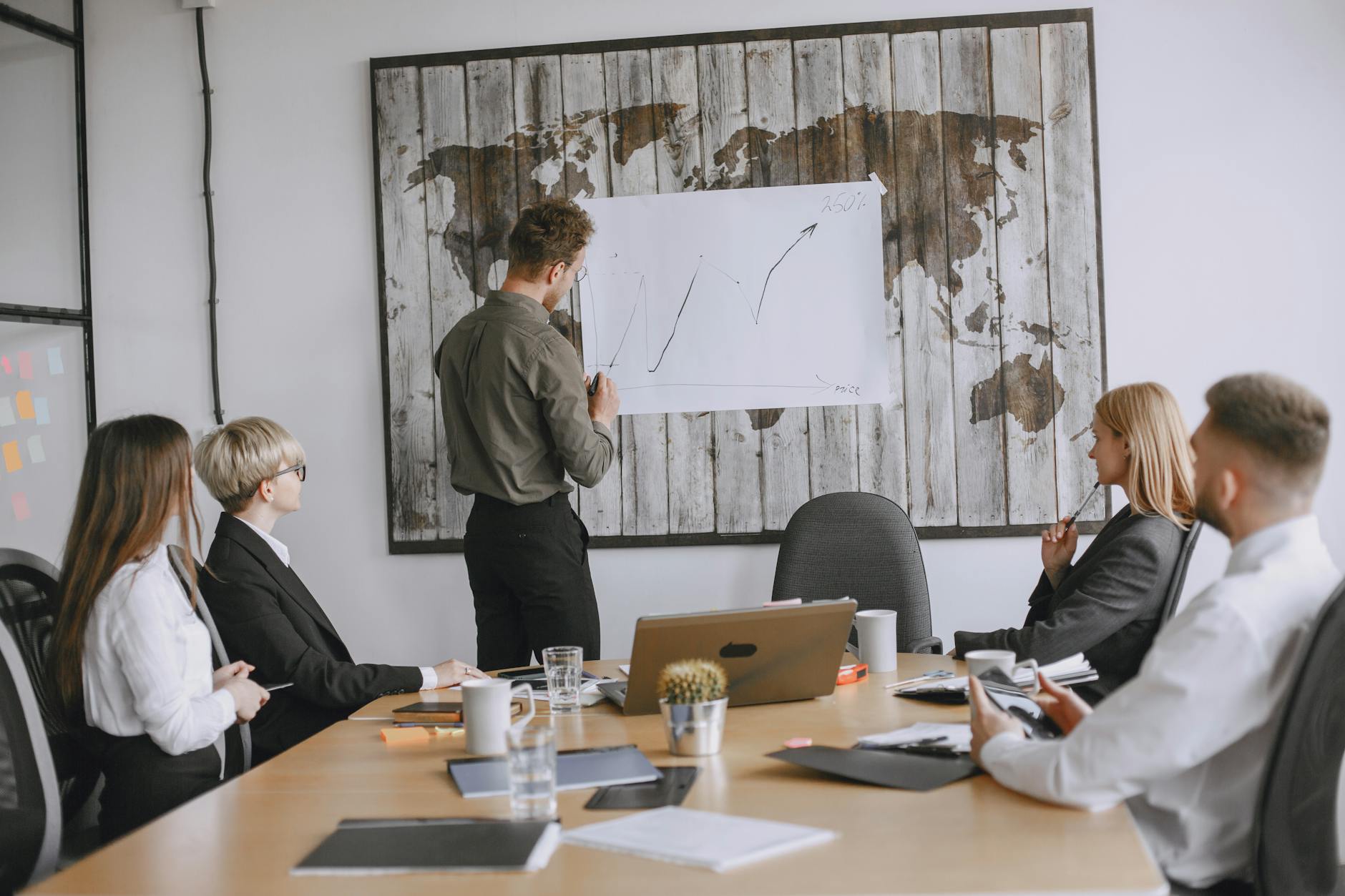 Business presentation in a conference room for Stavanger consultant planning.