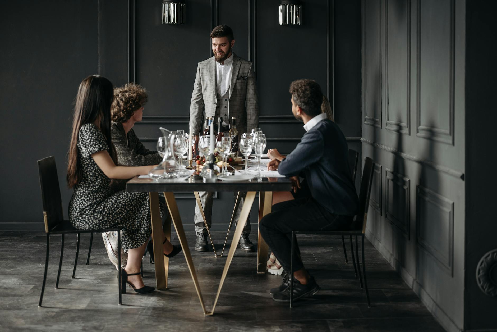Business dinner setting for Stavanger investor meeting planning.