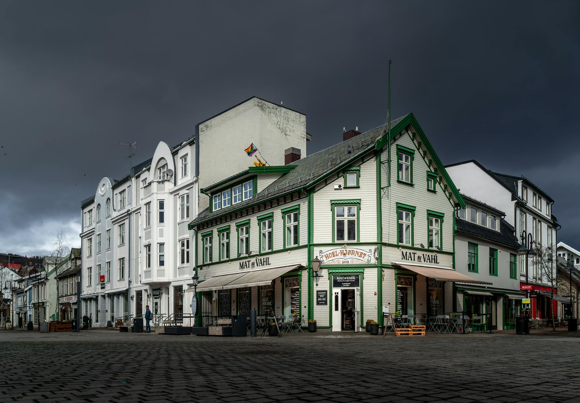 Rainy Stavanger street for stopover return planning.