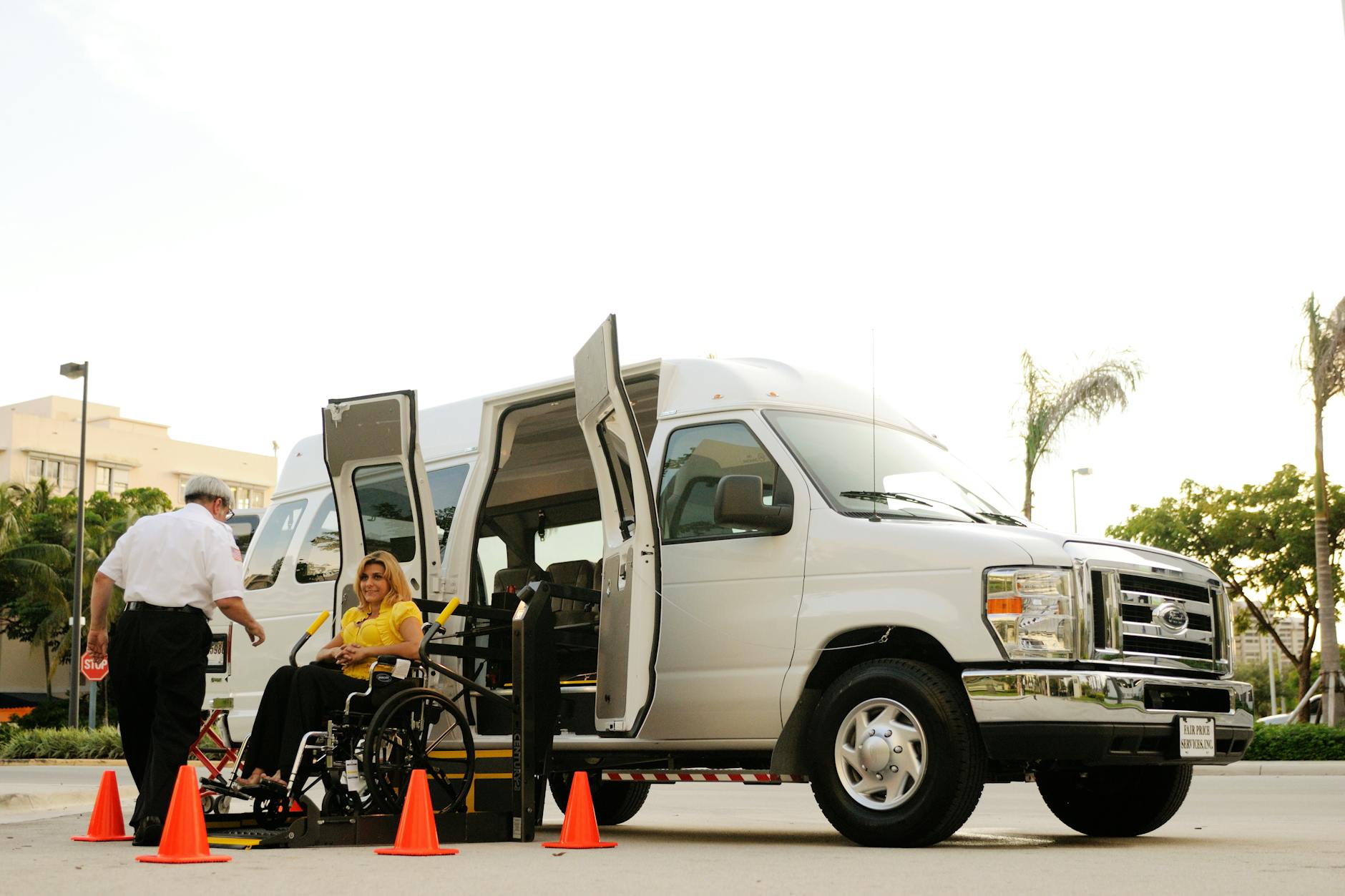 Wheelchair lift vehicle for Stavanger mobility transfer planning.