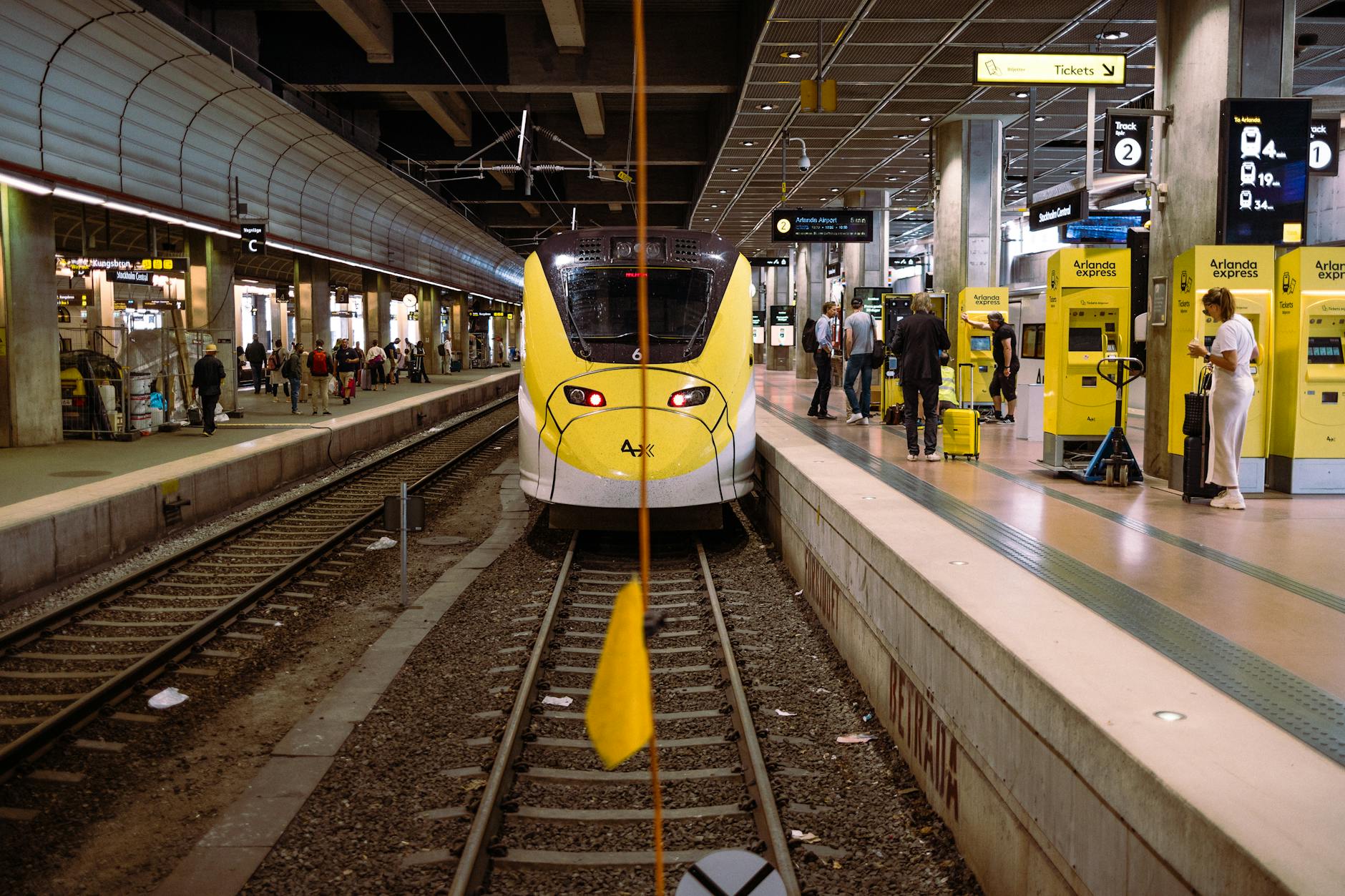 Arlanda Express at Stockholm Central Station for business travel report planning.