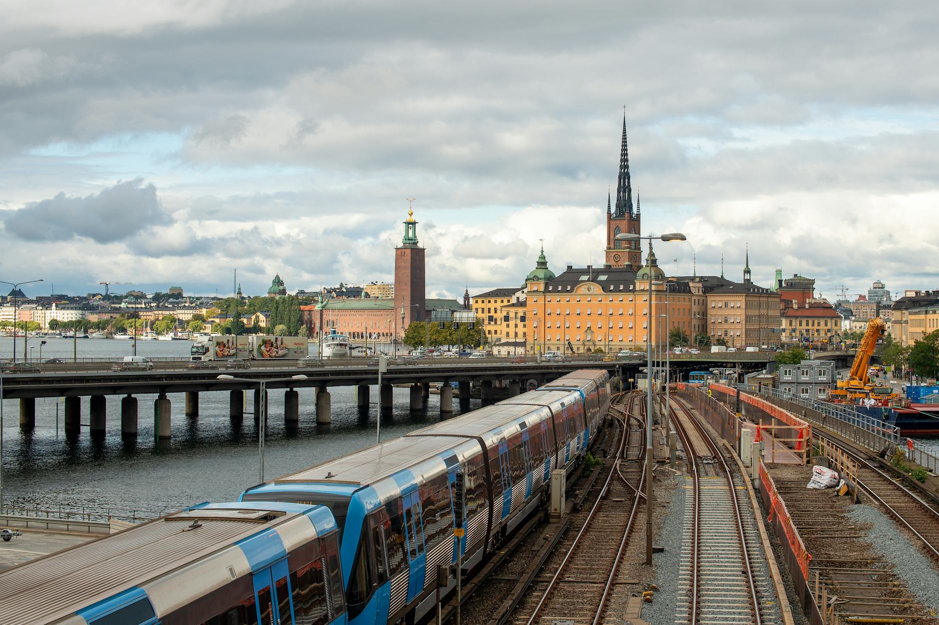 Stockholm train and cityscape for consultant business travel planning.