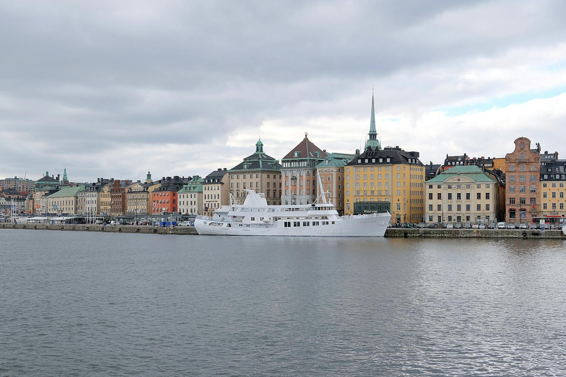 Gamla Stan waterfront and ship for Stockholm cruise practical planning.