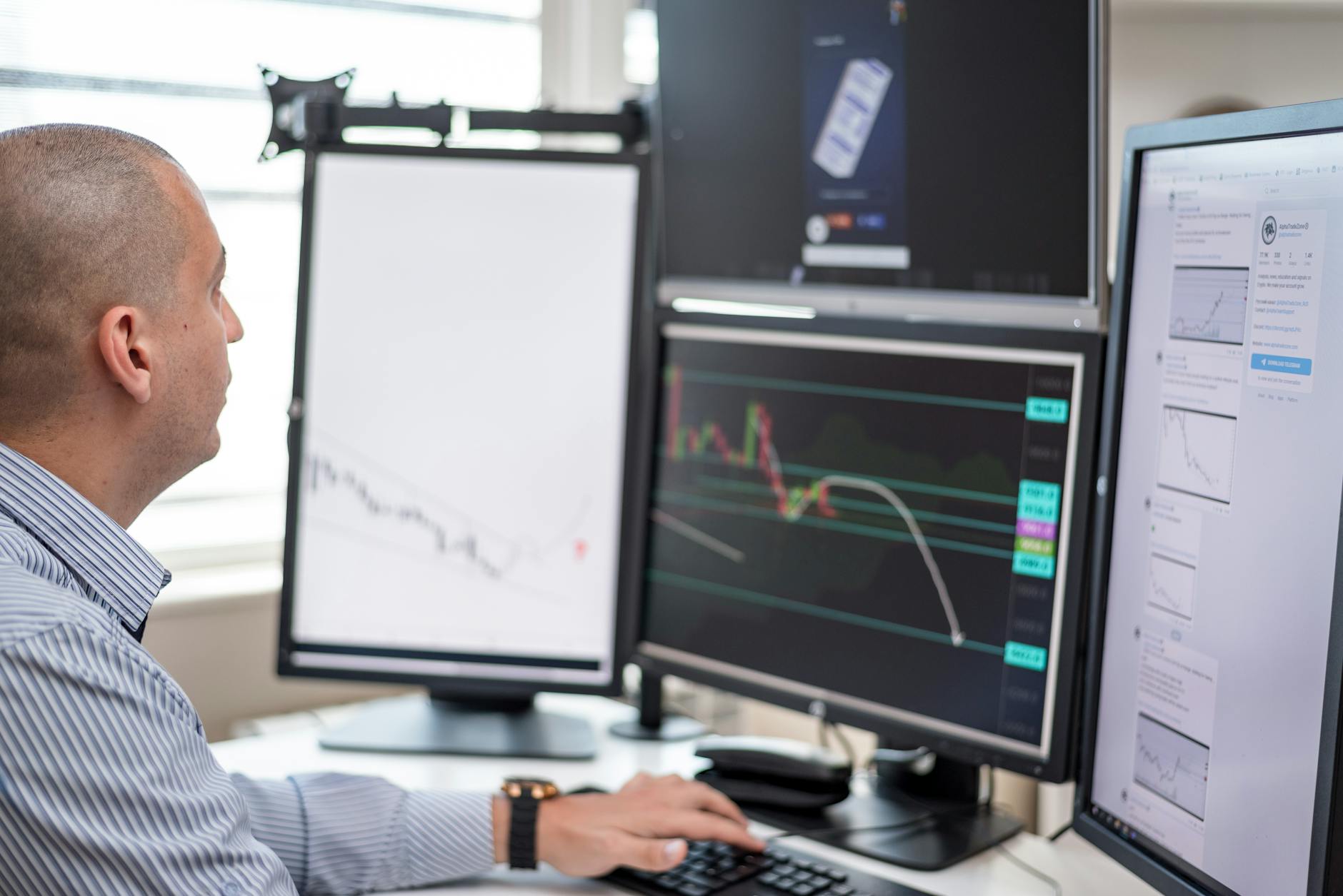 Financial screens in an office for Stockholm deal transport risk planning.